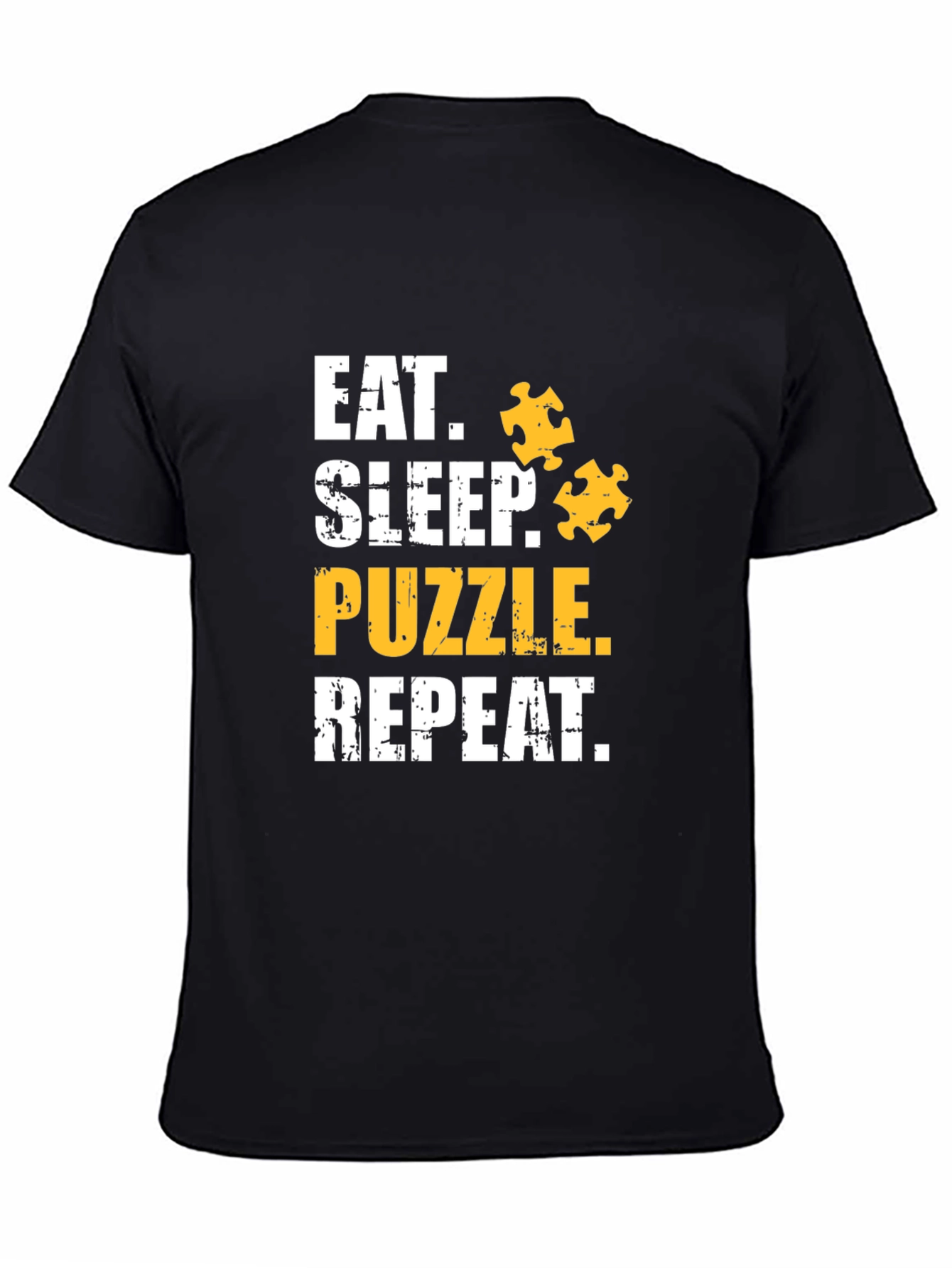 Eat Sleep Puzzle Repeat T-Shirt Black Cotton Graphic Tee
