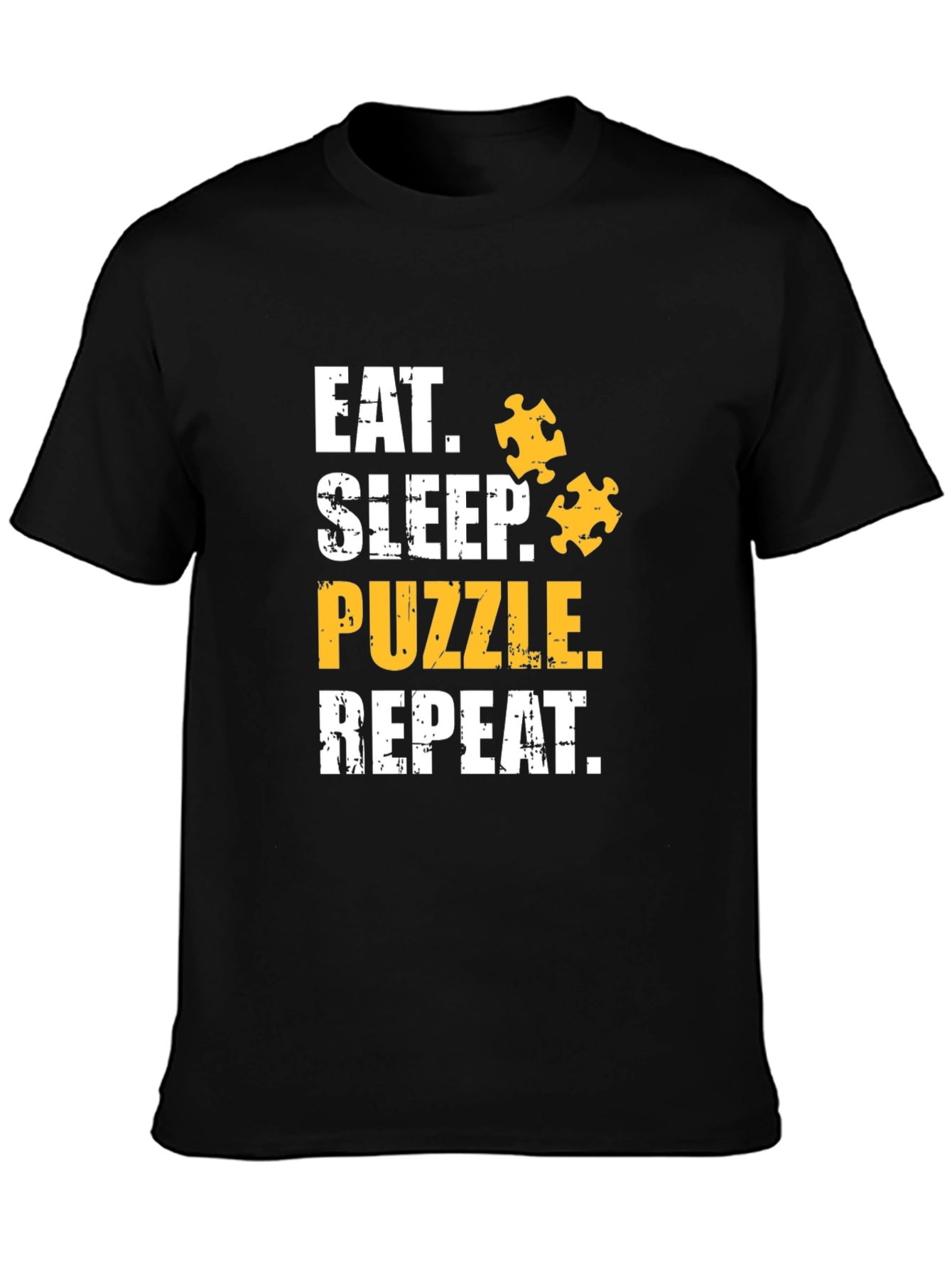 Eat Sleep Puzzle Repeat T-Shirt Black Cotton Graphic Tee