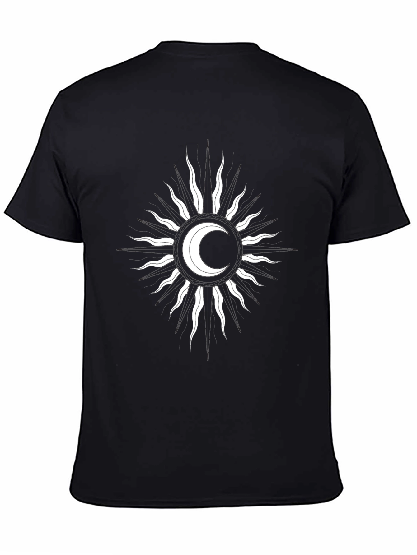Celestial Moon & Sun Graphic Tee - Black Cotton T-Shirt