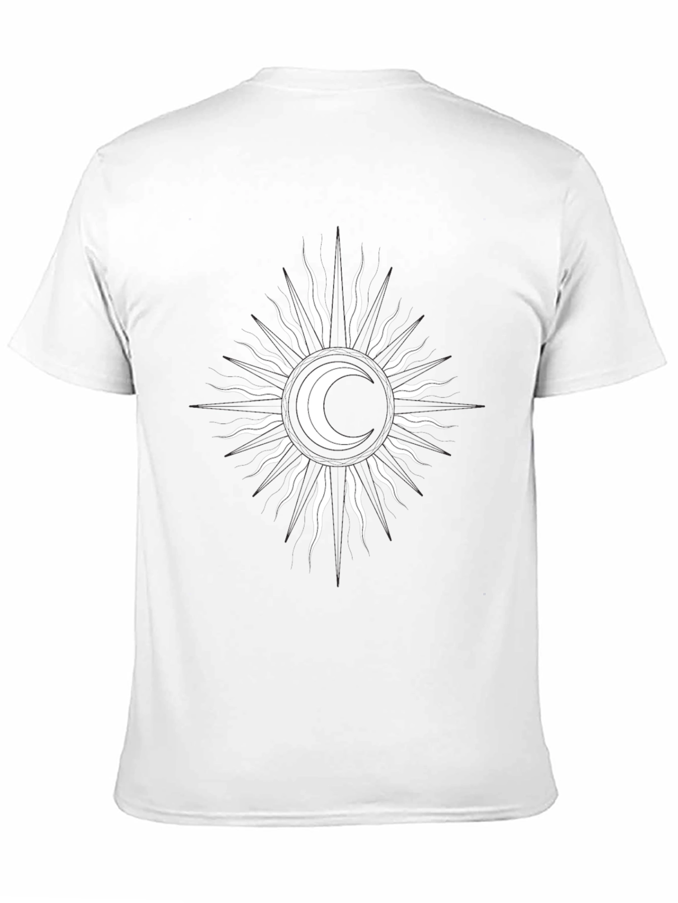 Celestial Moon & Sun Graphic Tee - Black Cotton T-Shirt