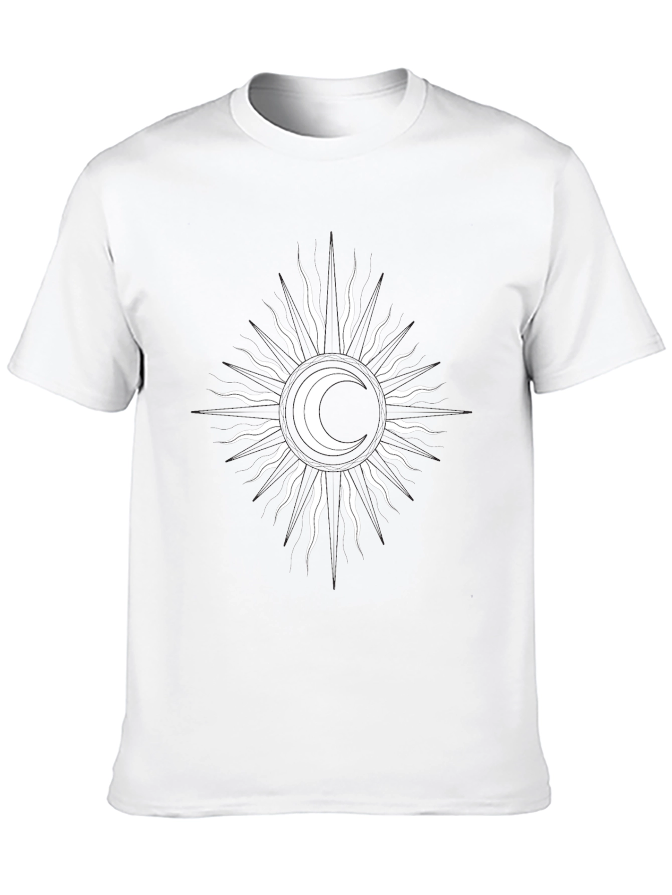 Celestial Moon & Sun Graphic Tee - Black Cotton T-Shirt
