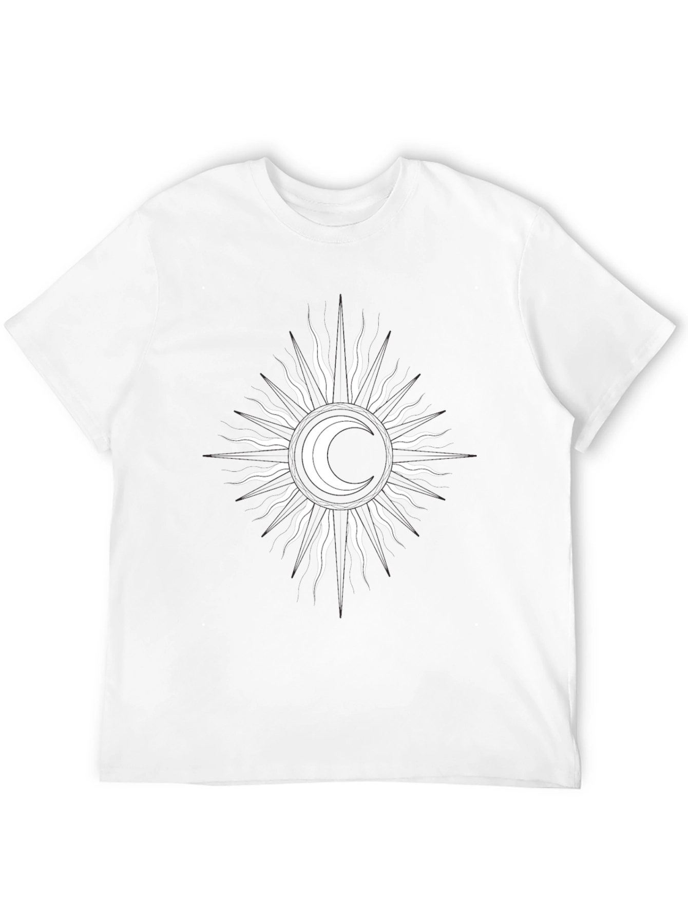 Celestial Moon & Sun Graphic Tee - Black Cotton T-Shirt