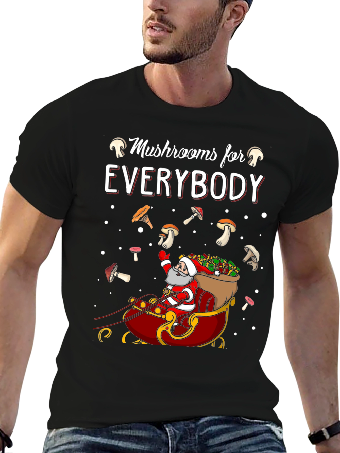 Mushroom Lovers Santa Sleigh Graphic Tee