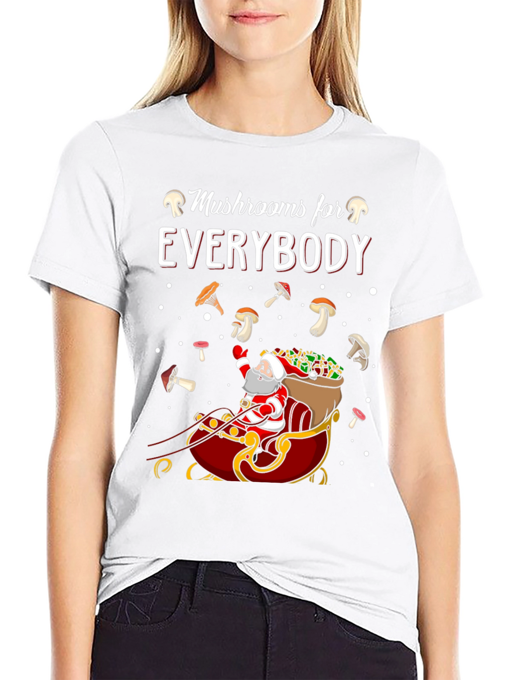 Mushroom Lovers Santa Sleigh Graphic Tee