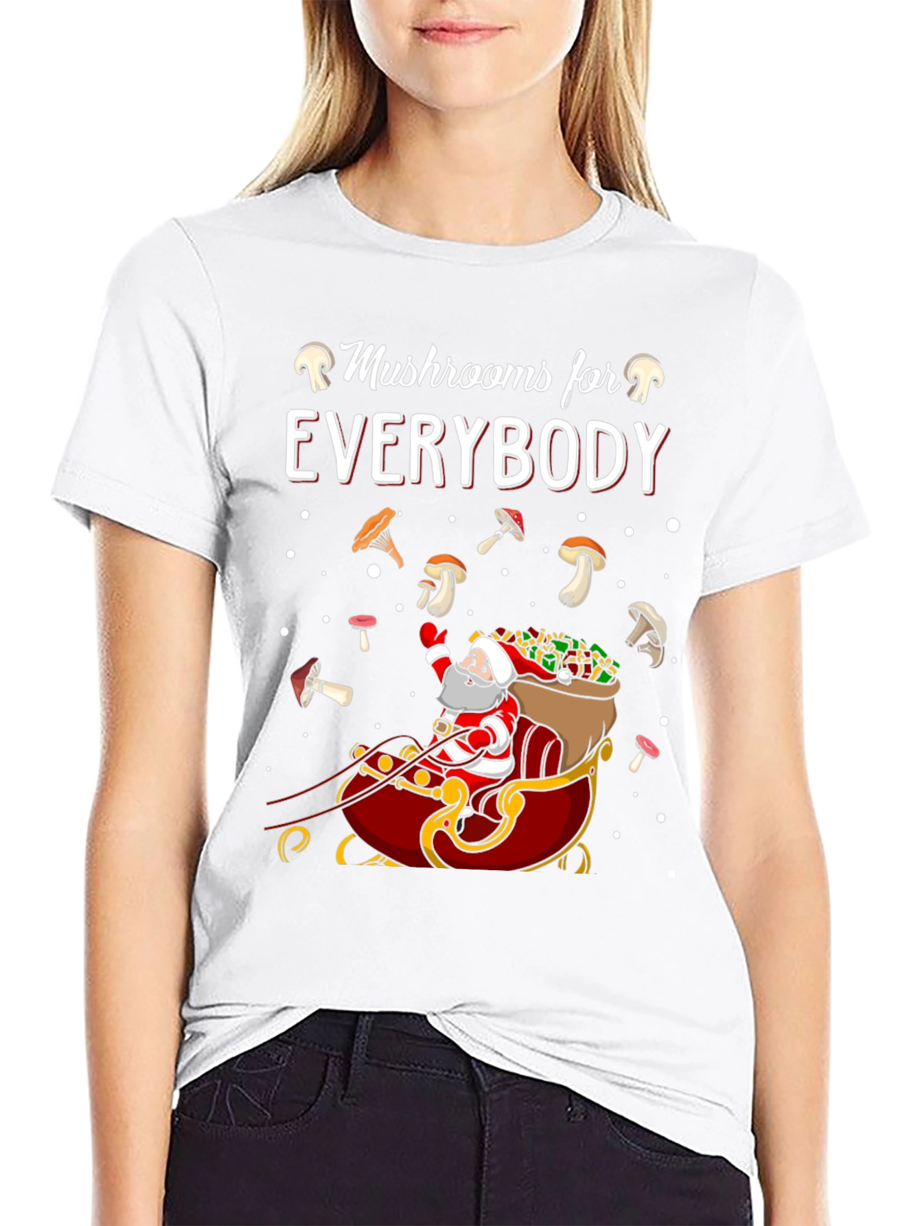 Mushroom Lovers Santa Sleigh Graphic Tee