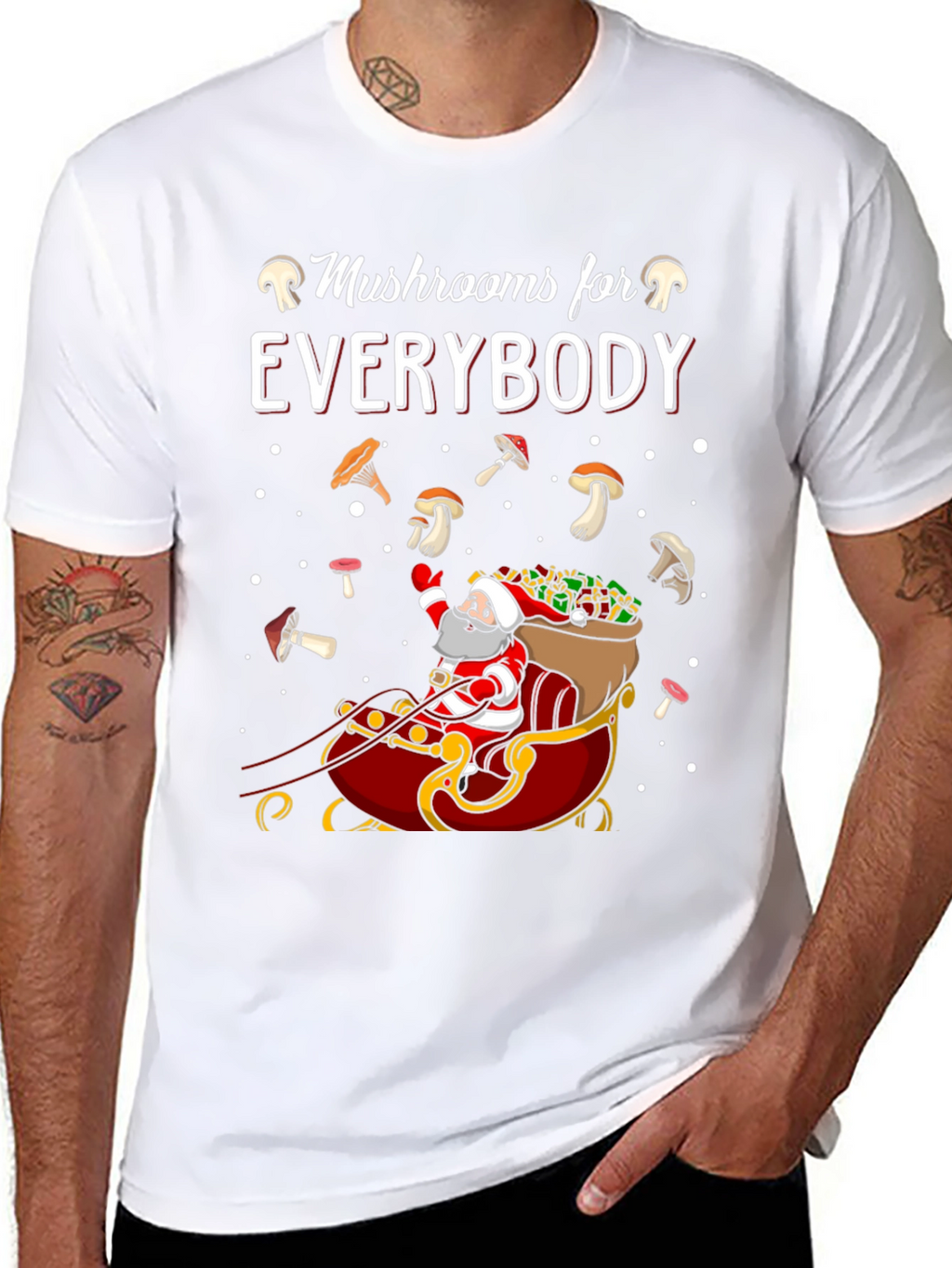 Mushroom Lovers Santa Sleigh Graphic Tee