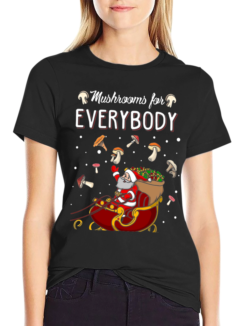 Mushroom Lovers Santa Sleigh Graphic Tee