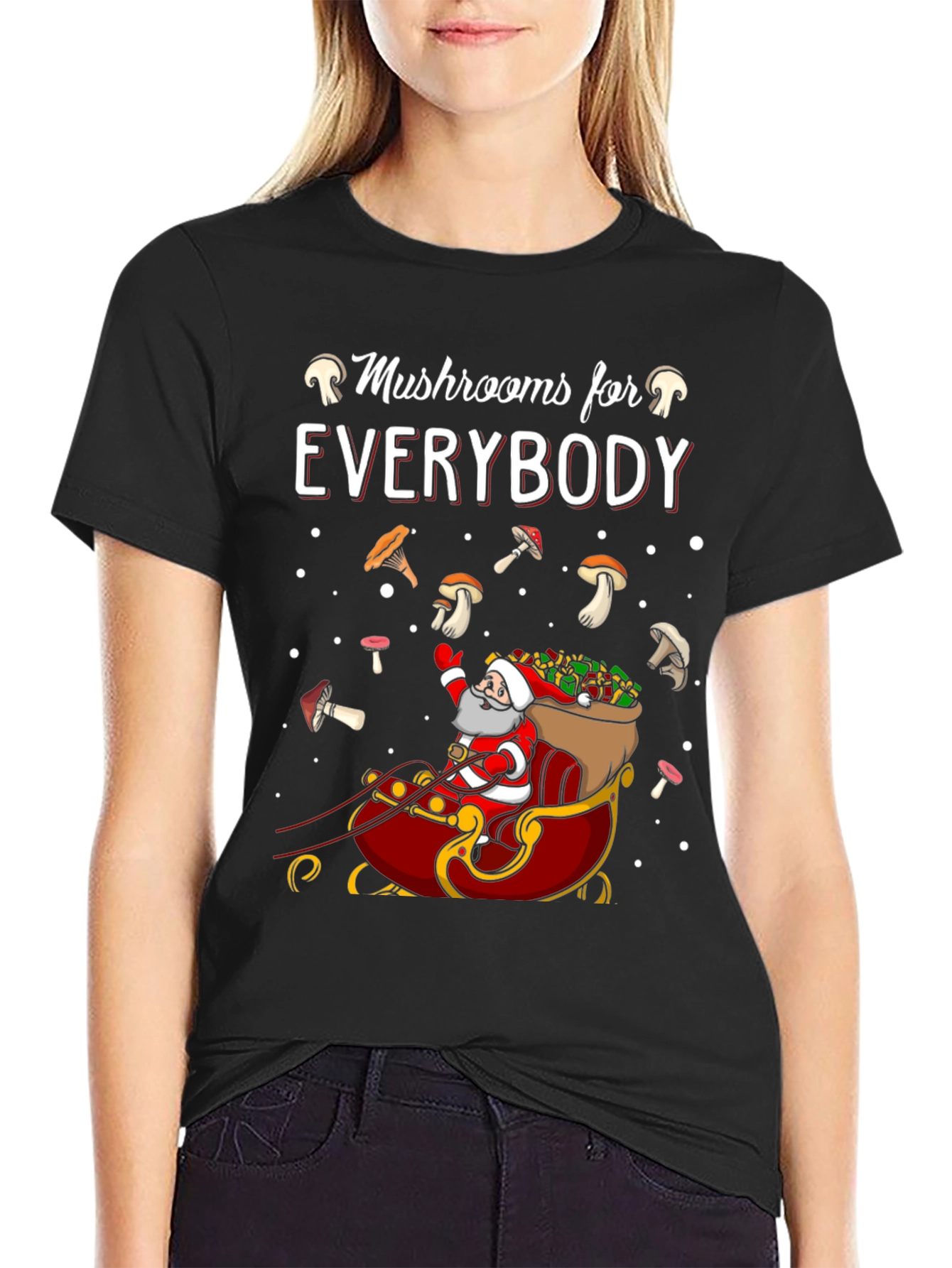 Mushroom Lovers Santa Sleigh Graphic Tee