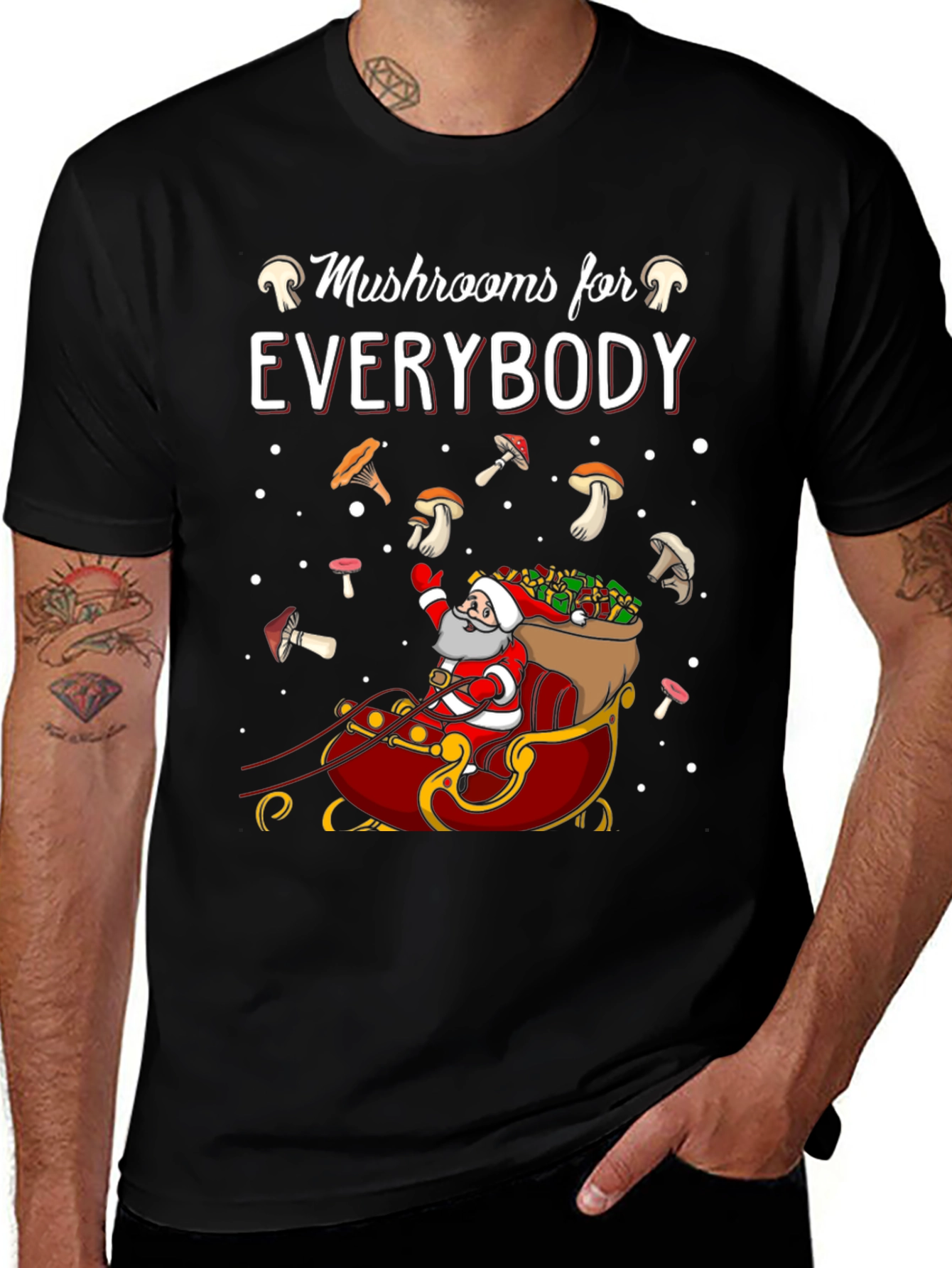 Mushroom Lovers Santa Sleigh Graphic Tee
