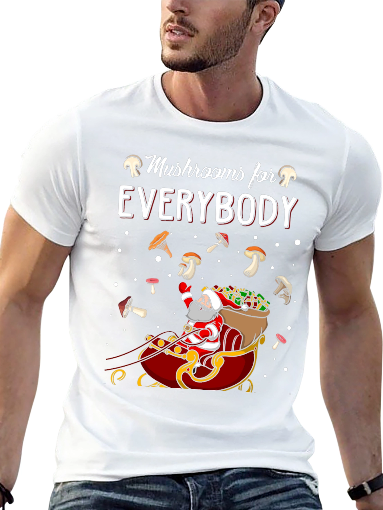 Mushroom Lovers Santa Sleigh Graphic Tee