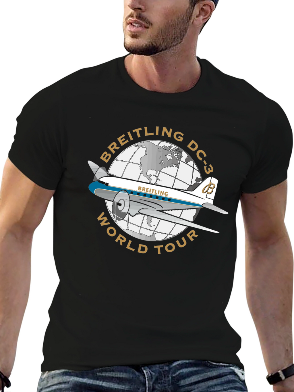 Breitling DC-3 World Tour Black T-Shirt