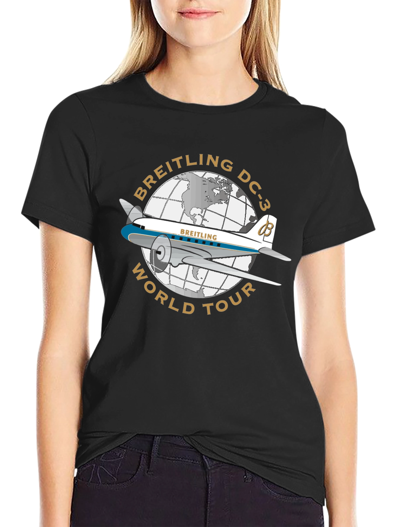 Breitling DC-3 World Tour Black T-Shirt