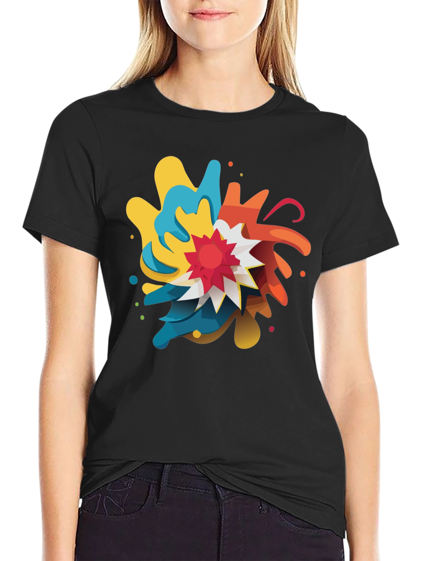 Abstract Graphic Print Crew Neck T-Shirt