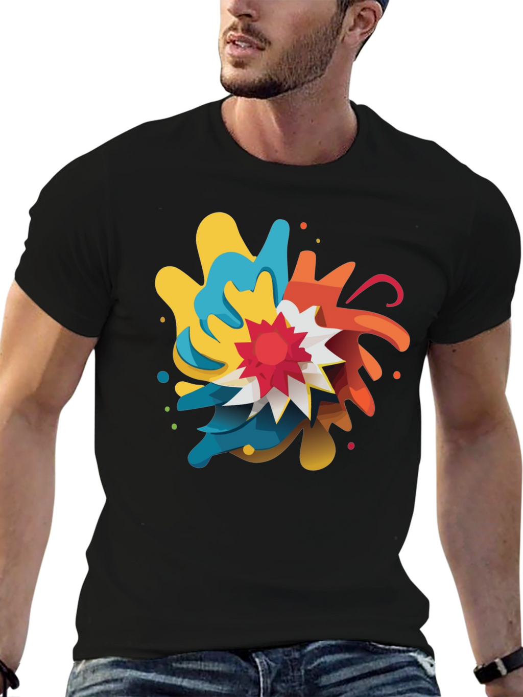 Abstract Graphic Print Crew Neck T-Shirt