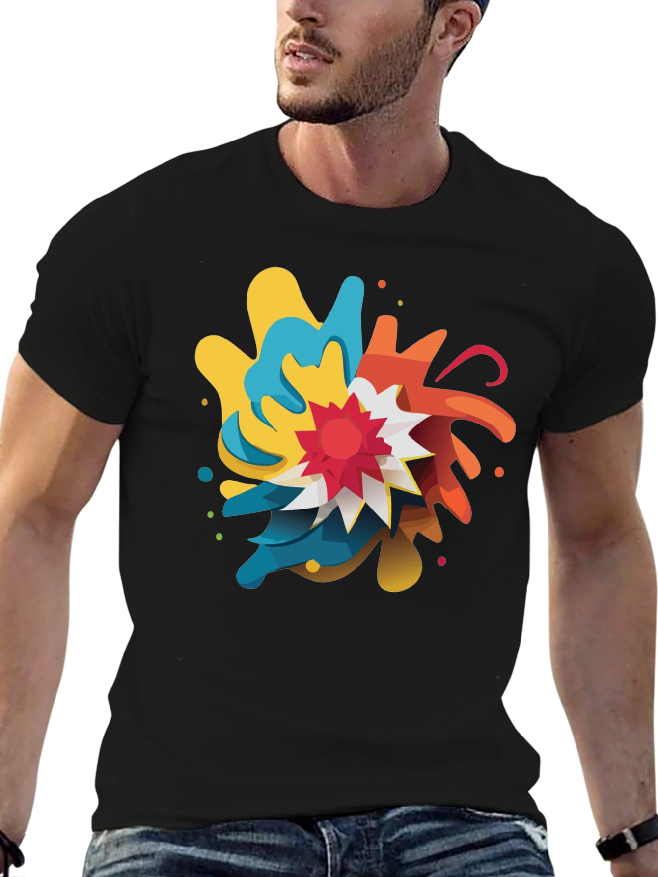 Abstract Graphic Print Crew Neck T-Shirt