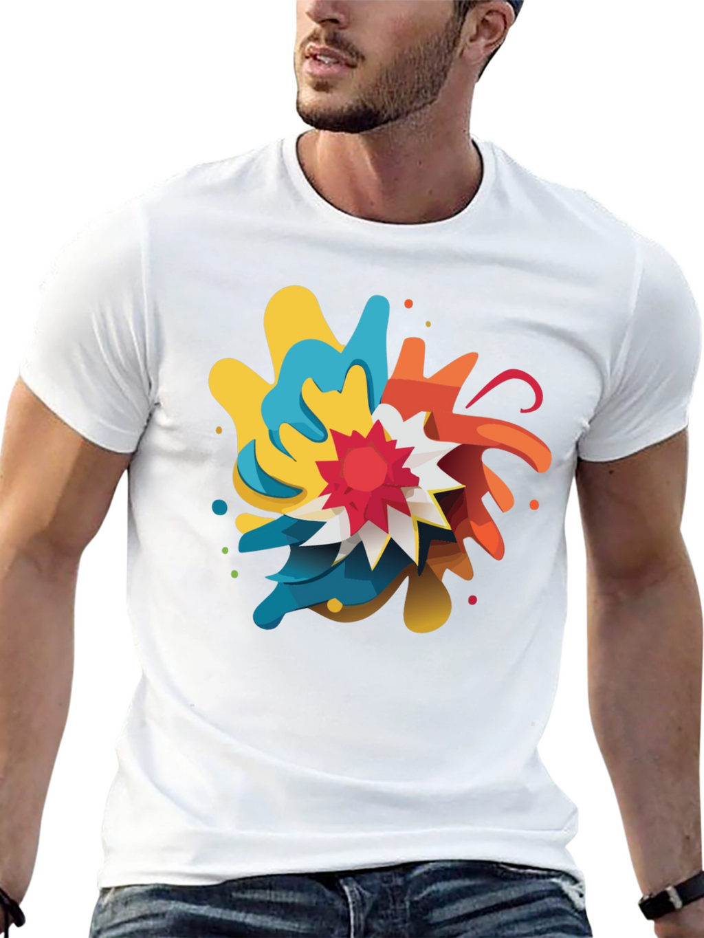 Abstract Graphic Print Crew Neck T-Shirt