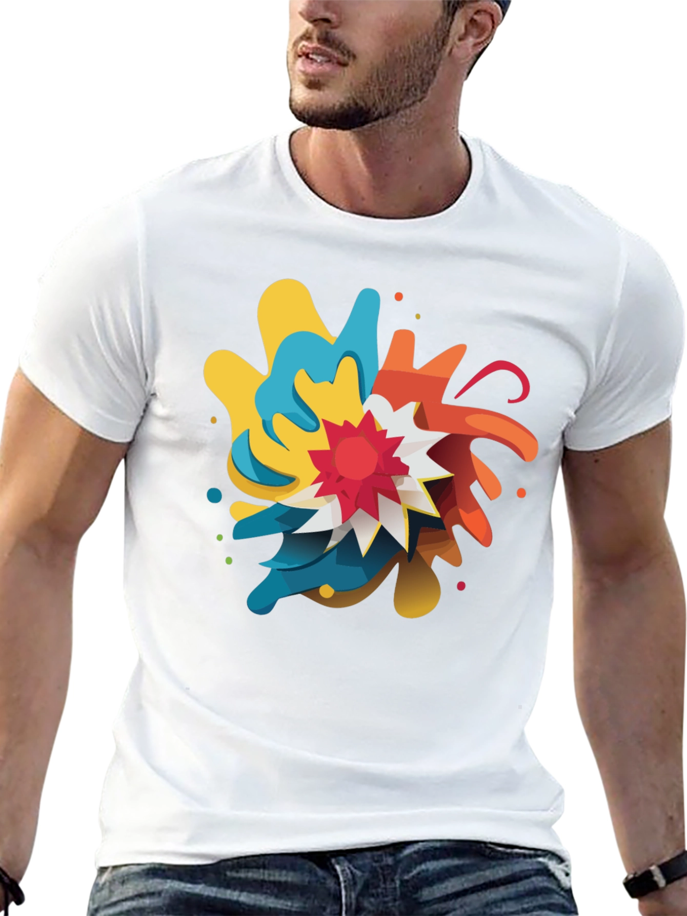 Abstract Graphic Print Crew Neck T-Shirt