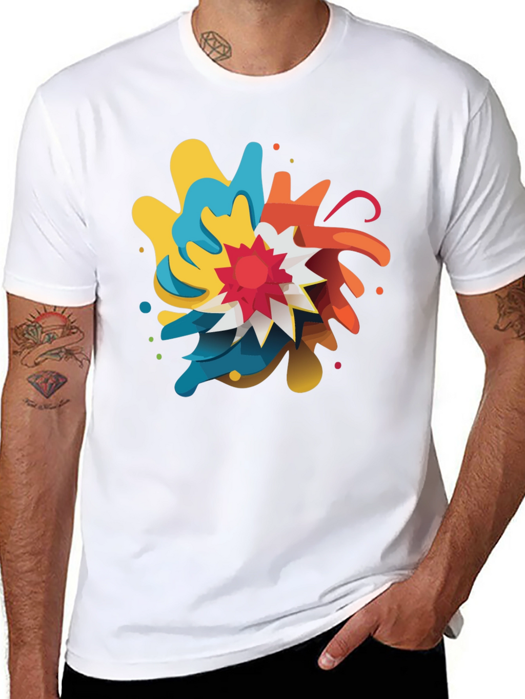 Abstract Graphic Print Crew Neck T-Shirt