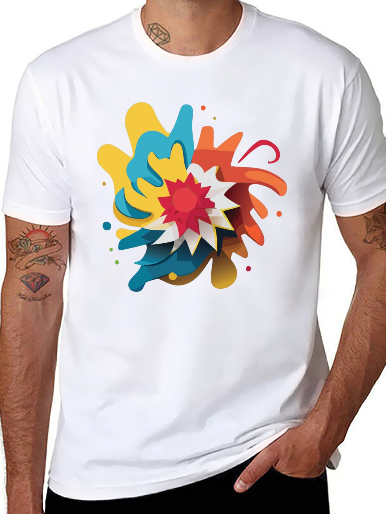 Abstract Graphic Print Crew Neck T-Shirt