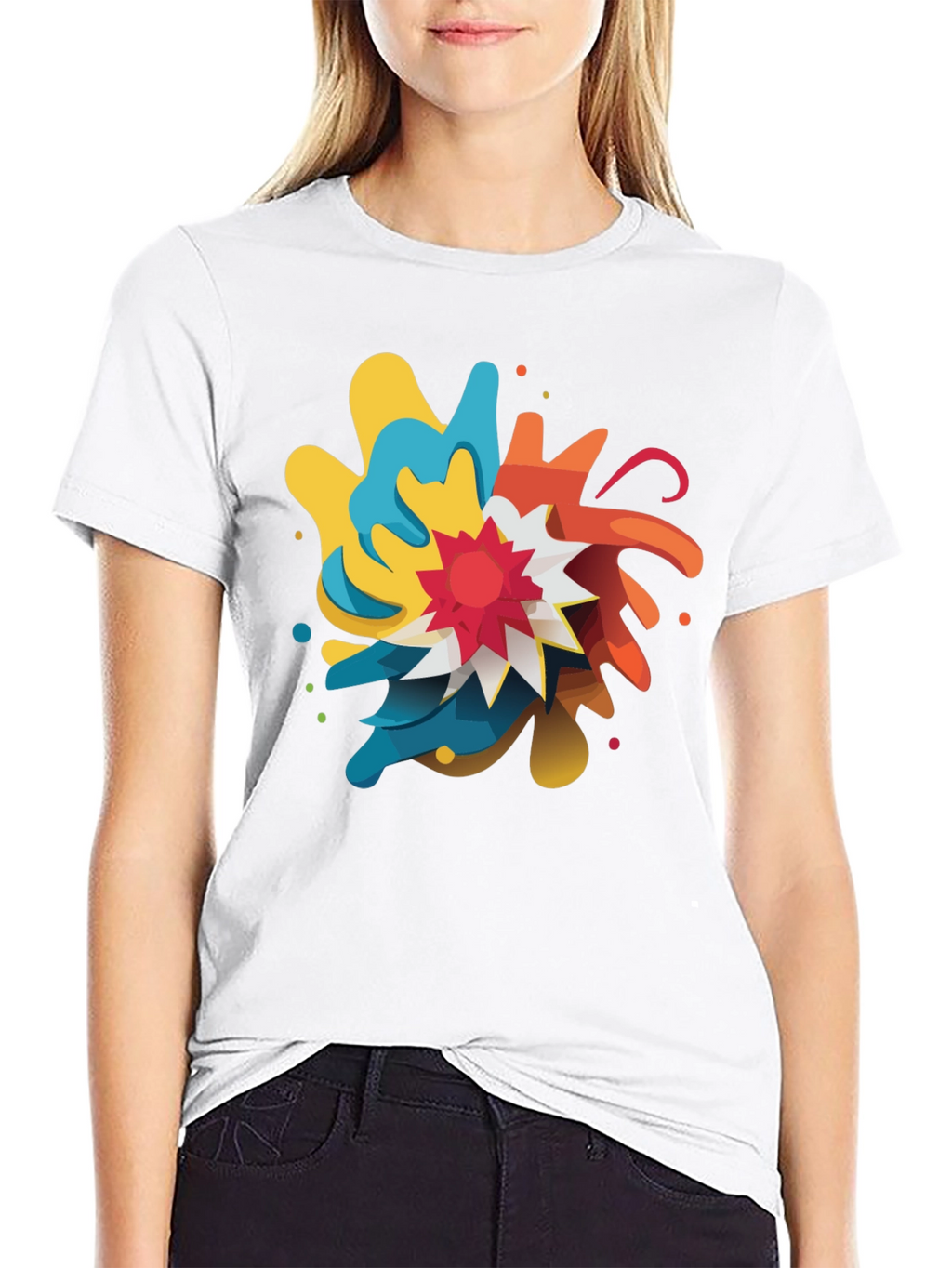 Abstract Graphic Print Crew Neck T-Shirt