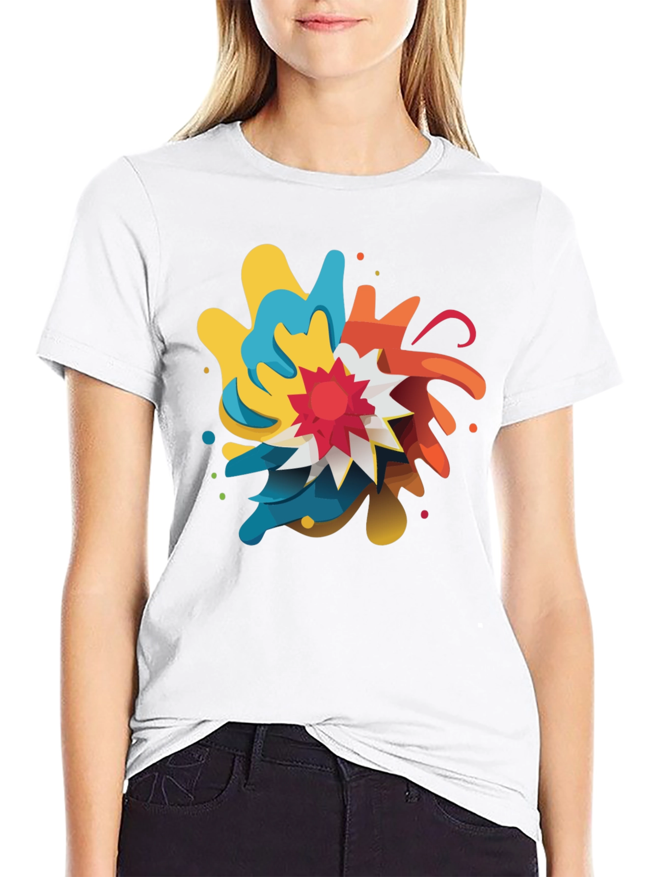 Abstract Graphic Print Crew Neck T-Shirt