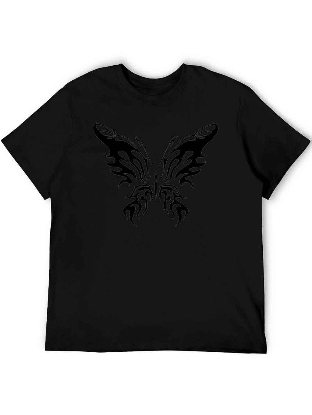 Tribal Butterfly Graphic Black T-Shirt