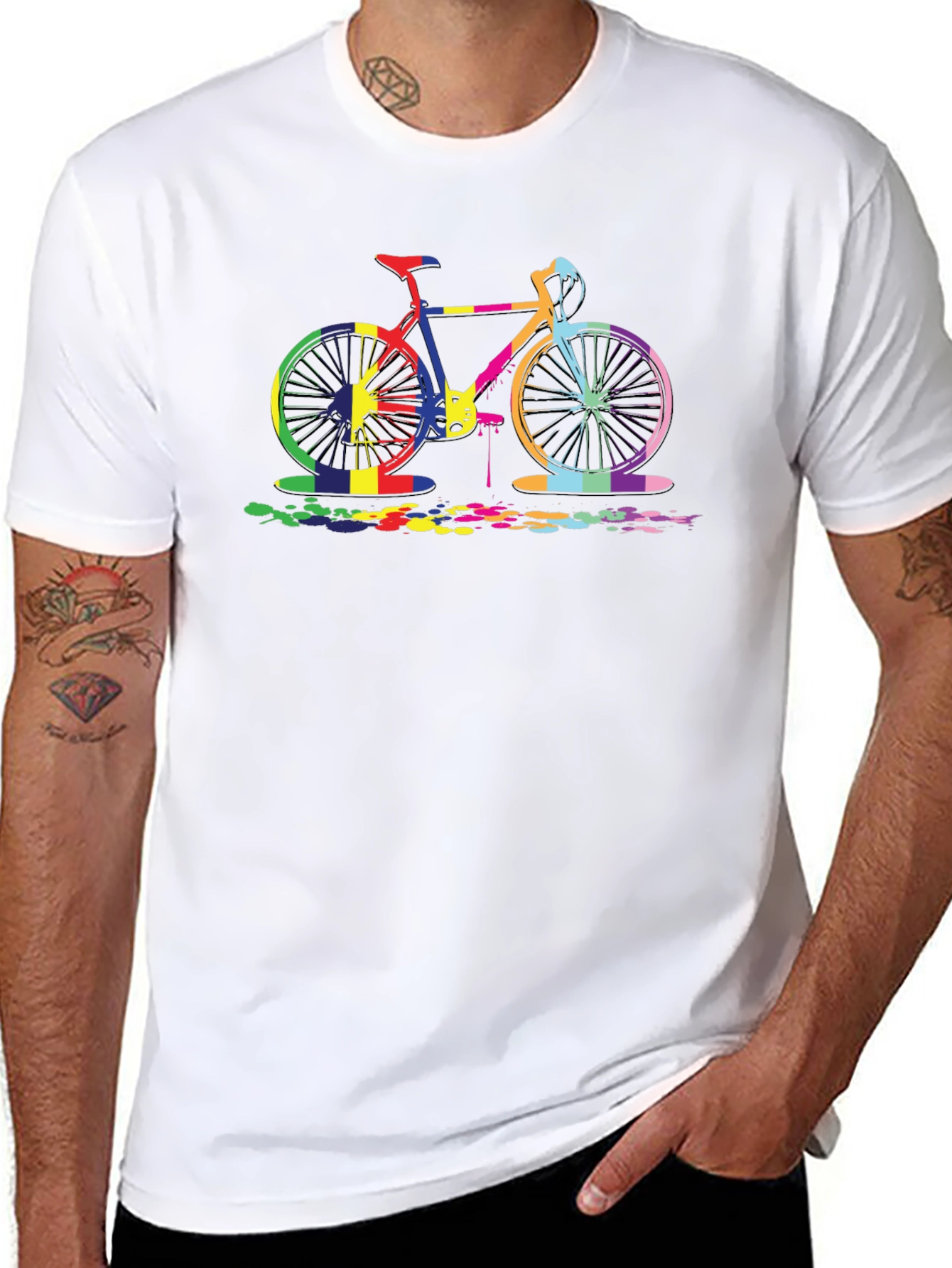 Colorful Bicycle Graphic Tee - Black