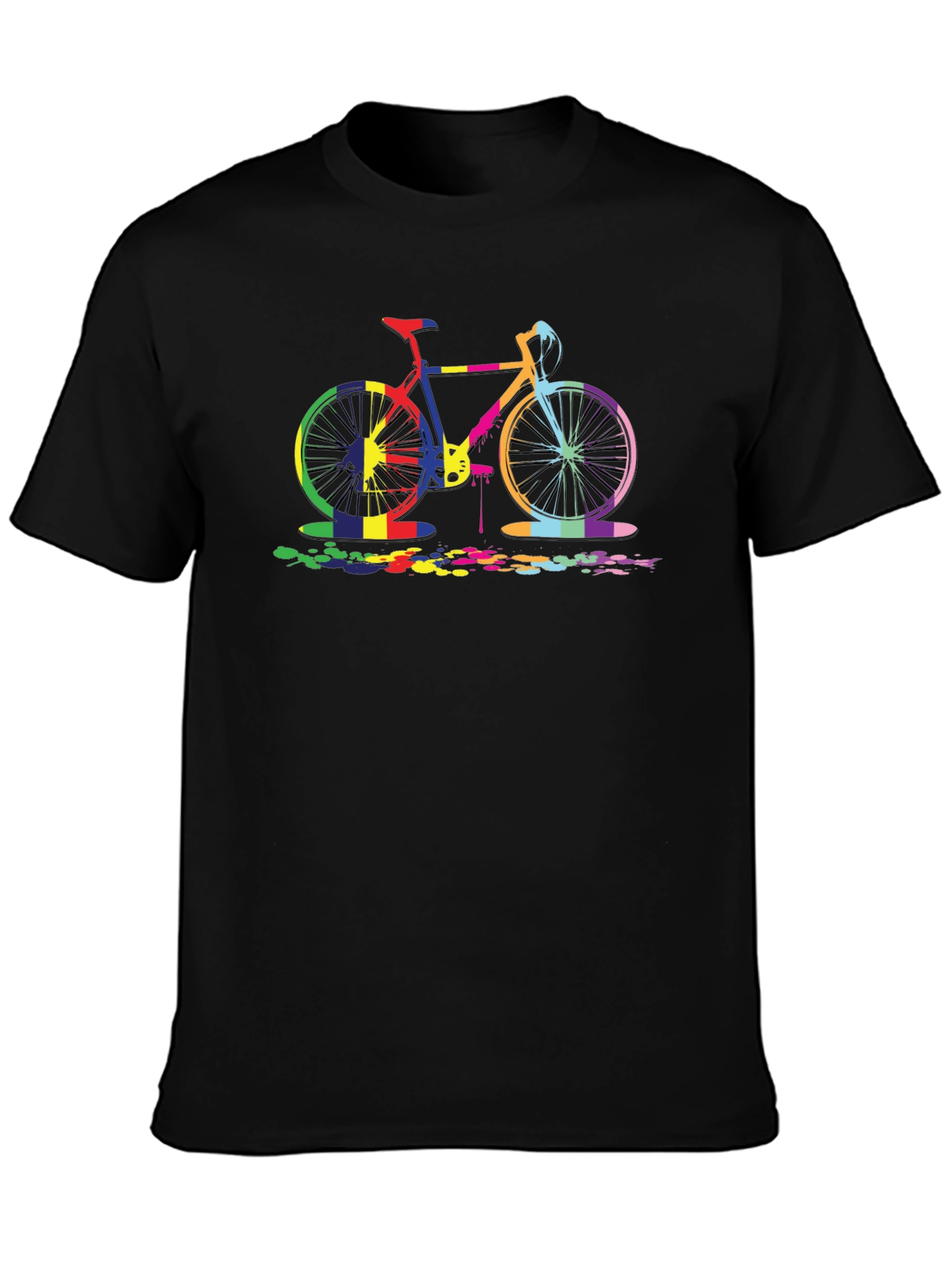 Colorful Bicycle Graphic Tee - Black