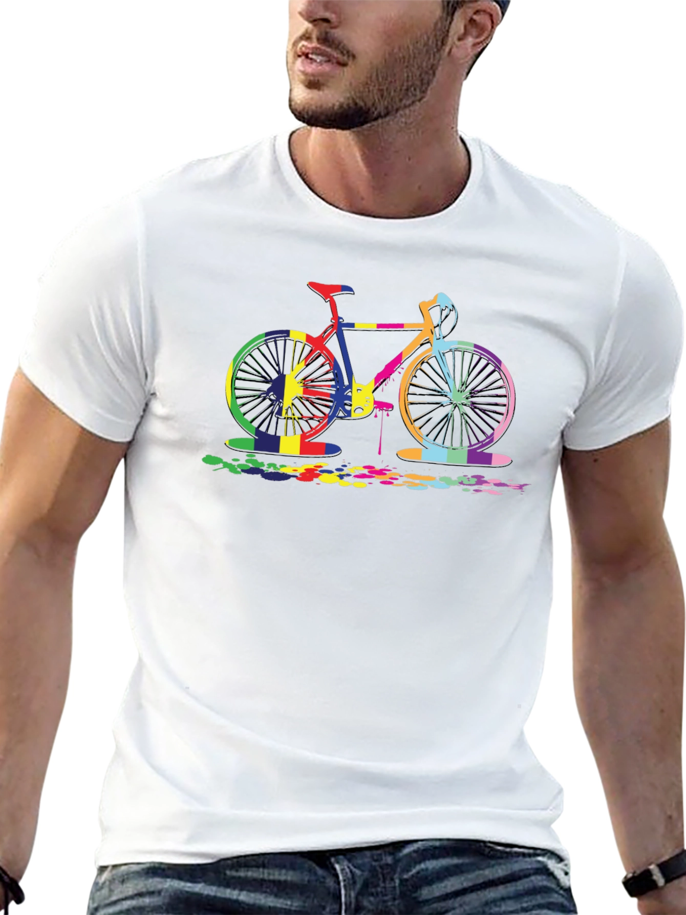 Colorful Bicycle Graphic Tee - Black