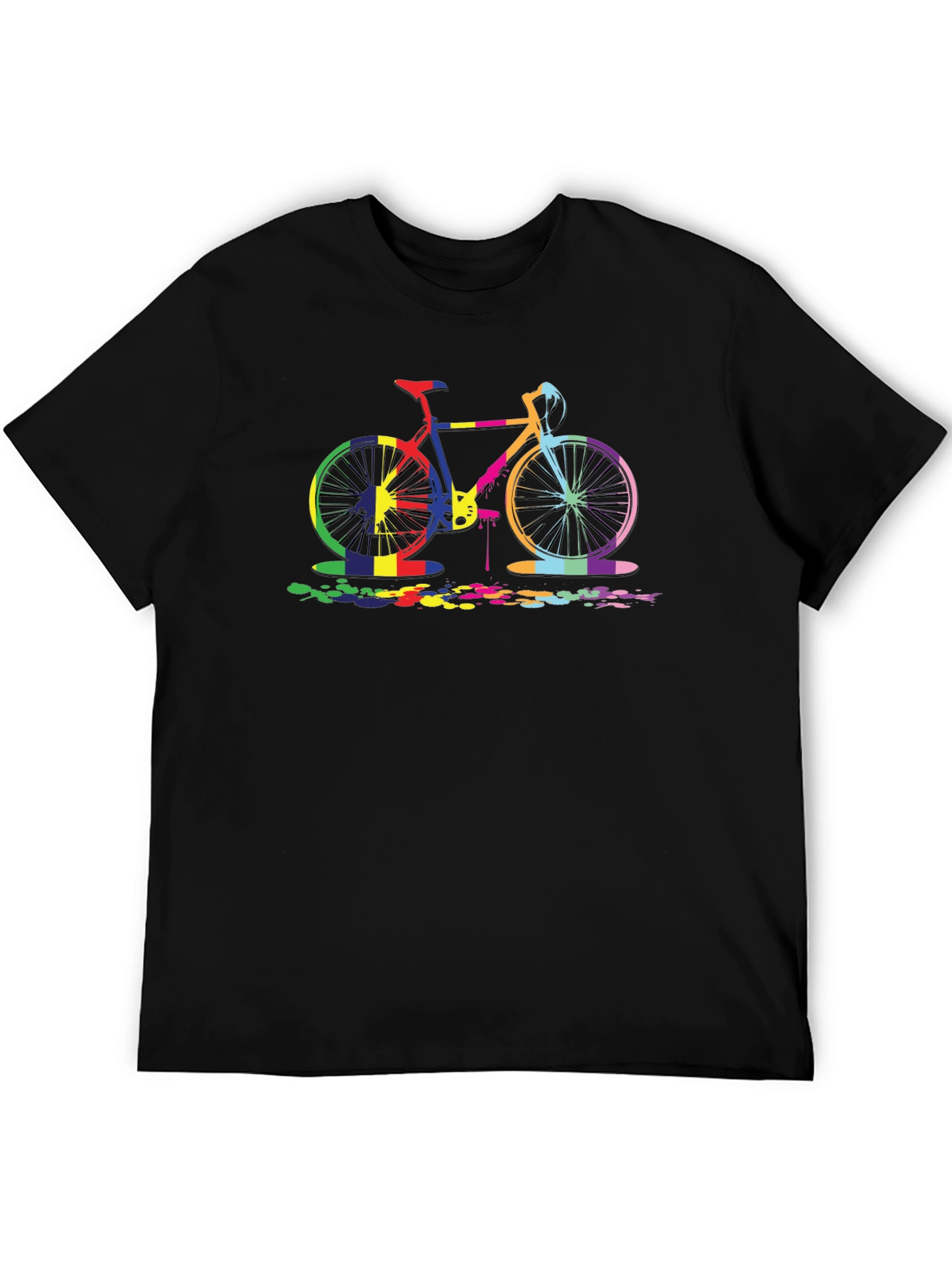 Colorful Bicycle Graphic Tee - Black