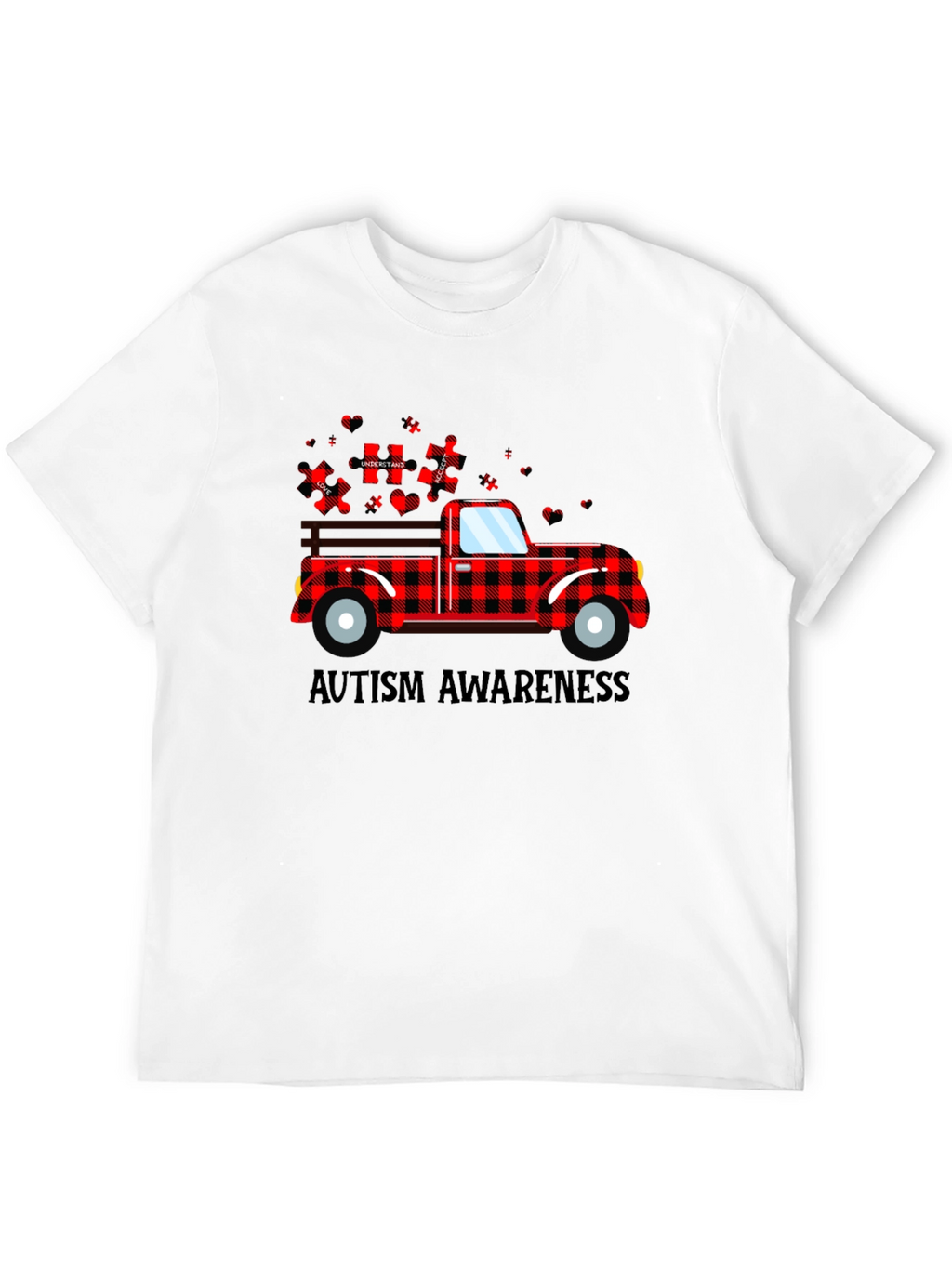Autism Awareness Buffalo Plaid Truck T-Shirt