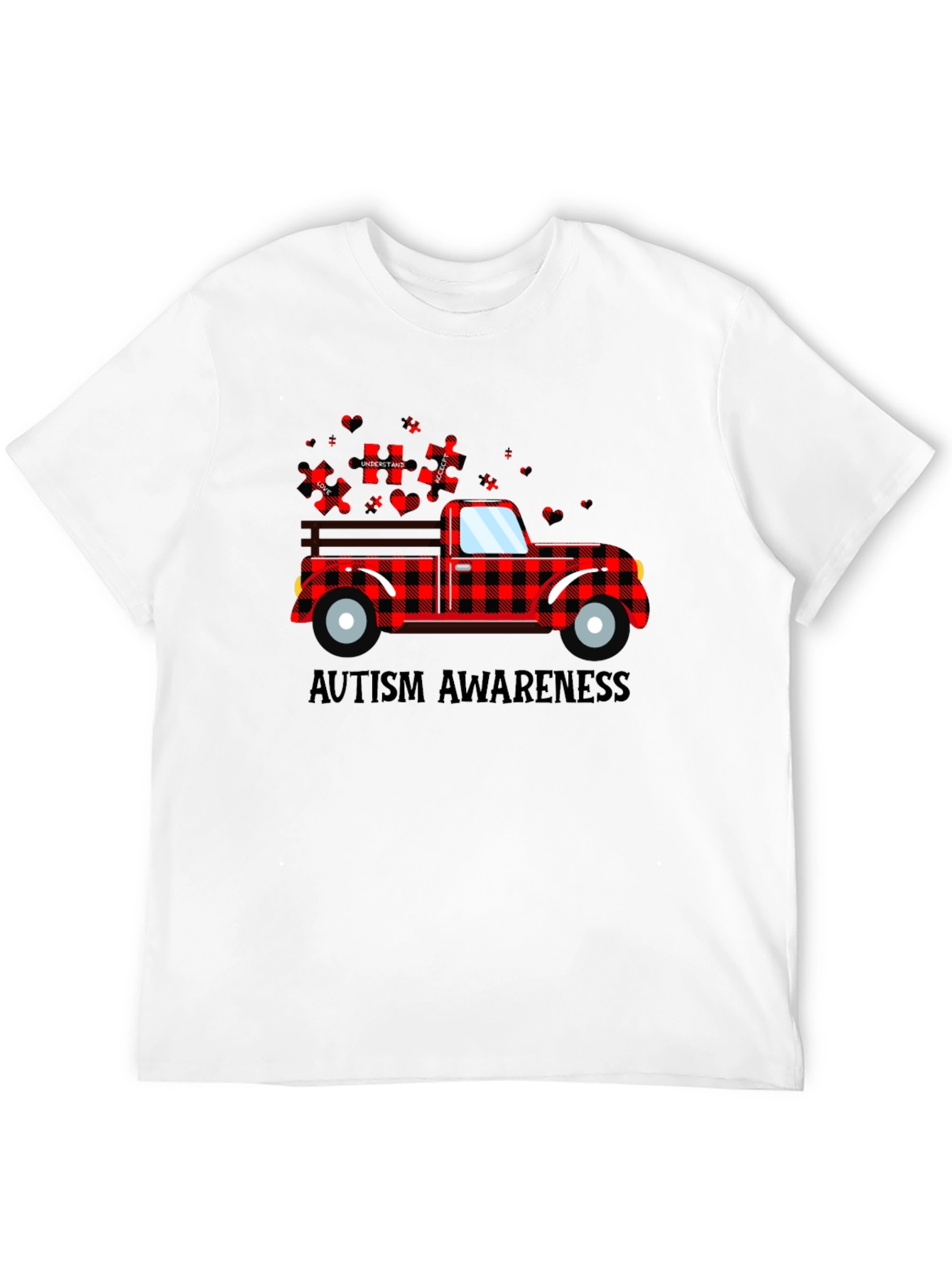 Autism Awareness Buffalo Plaid Truck T-Shirt