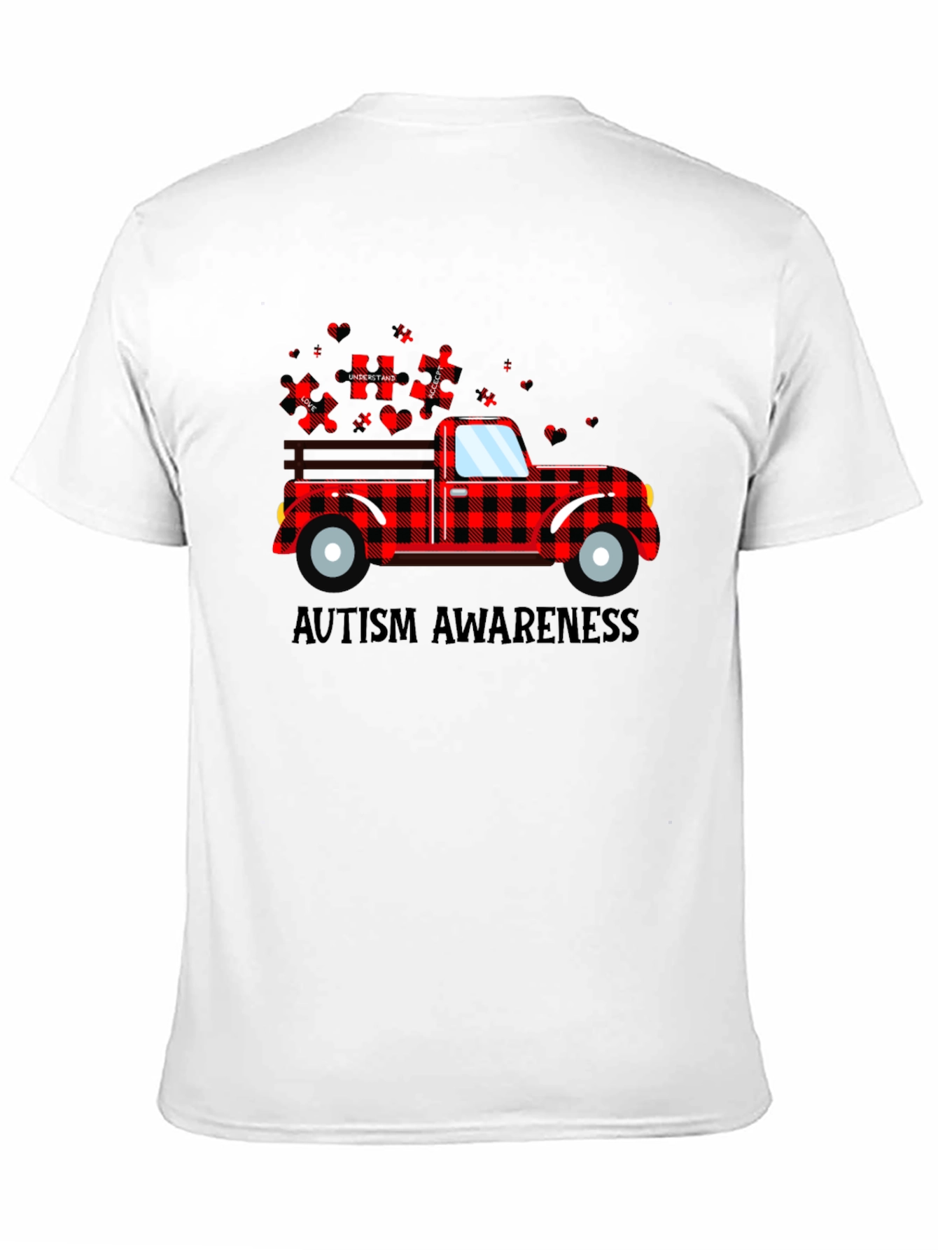 Autism Awareness Buffalo Plaid Truck T-Shirt