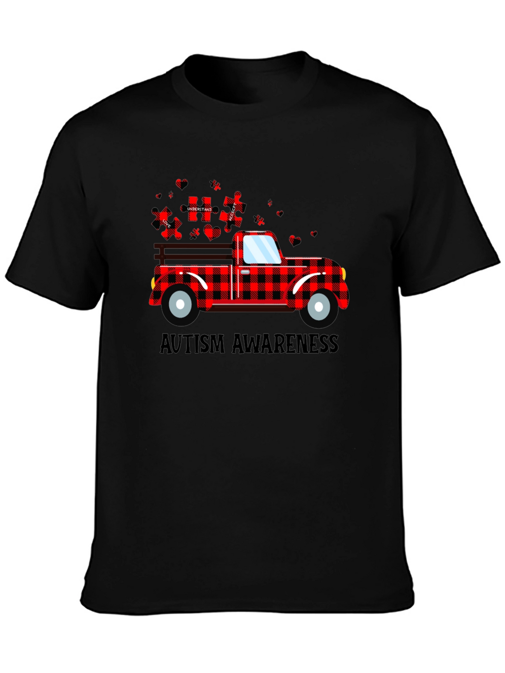Autism Awareness Buffalo Plaid Truck T-Shirt