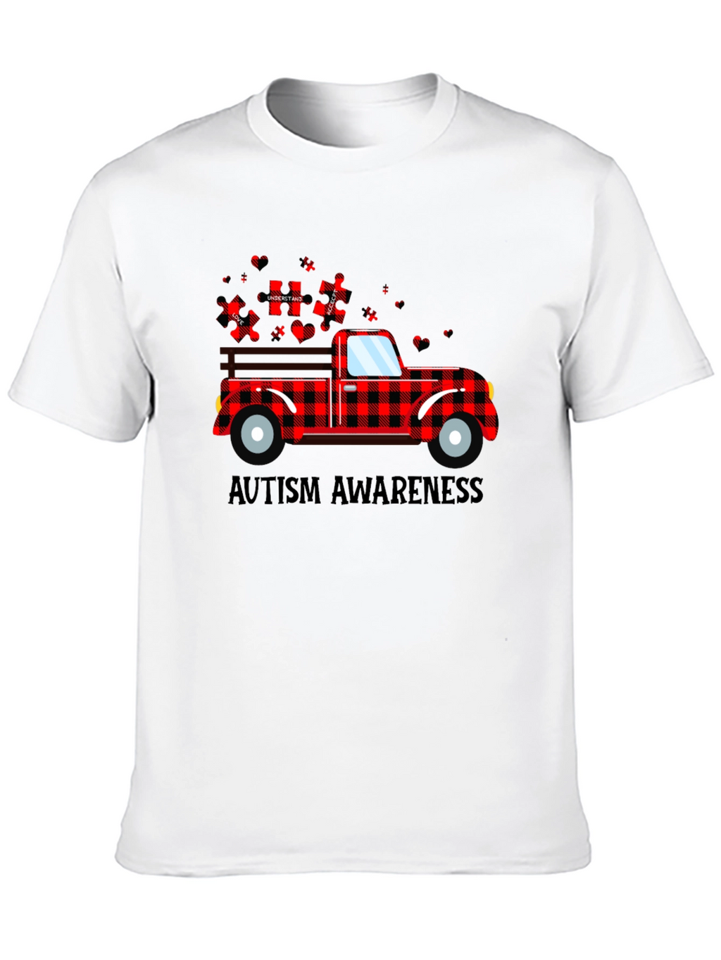 Autism Awareness Buffalo Plaid Truck T-Shirt