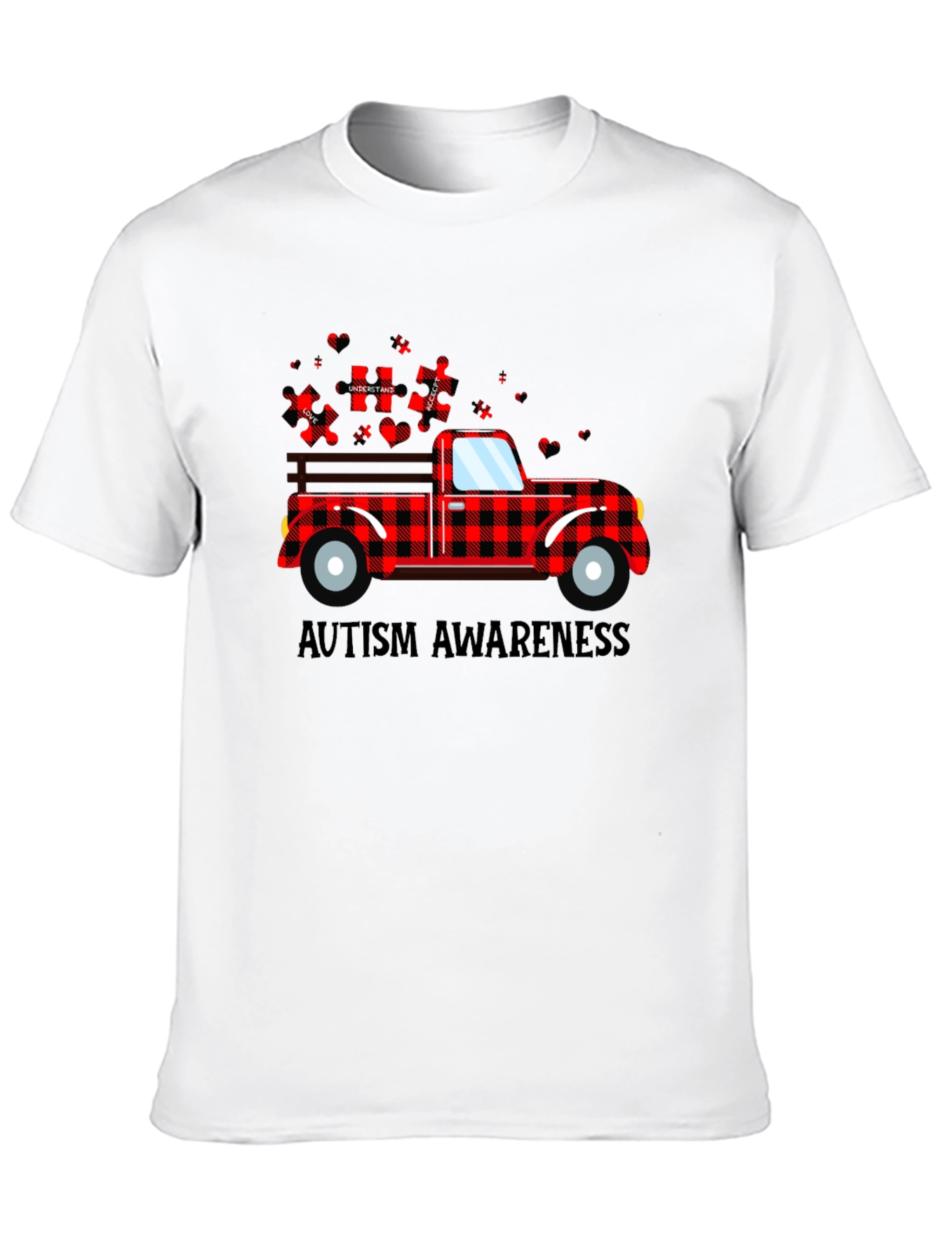 Autism Awareness Buffalo Plaid Truck T-Shirt