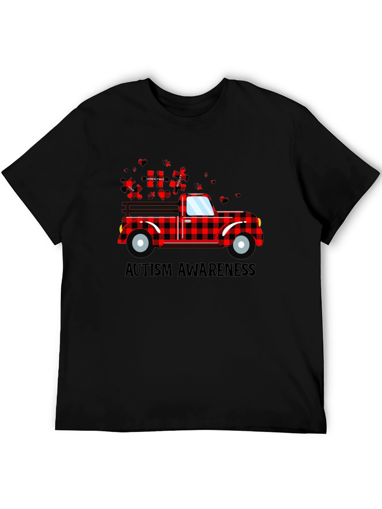Autism Awareness Buffalo Plaid Truck T-Shirt