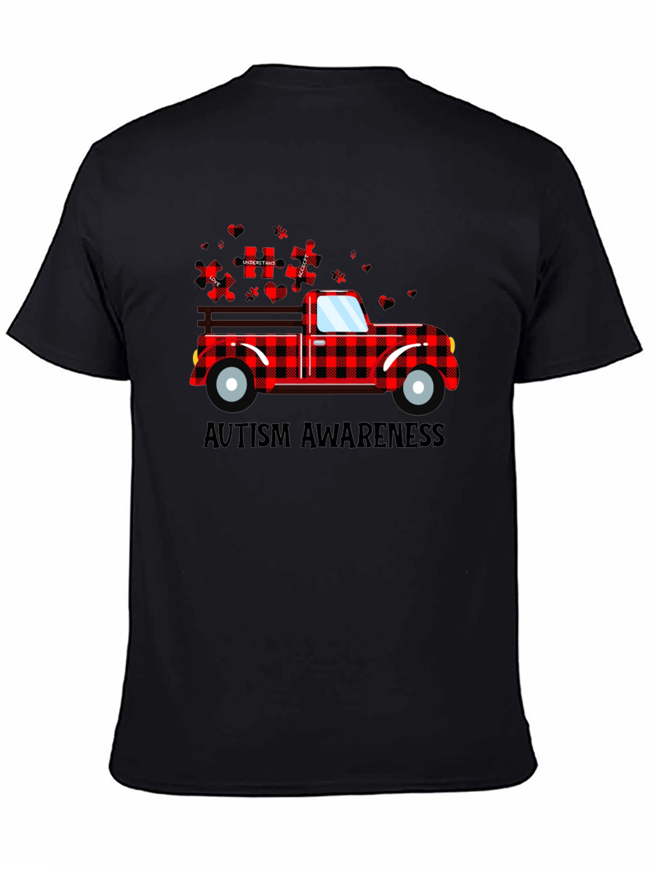 Autism Awareness Buffalo Plaid Truck T-Shirt