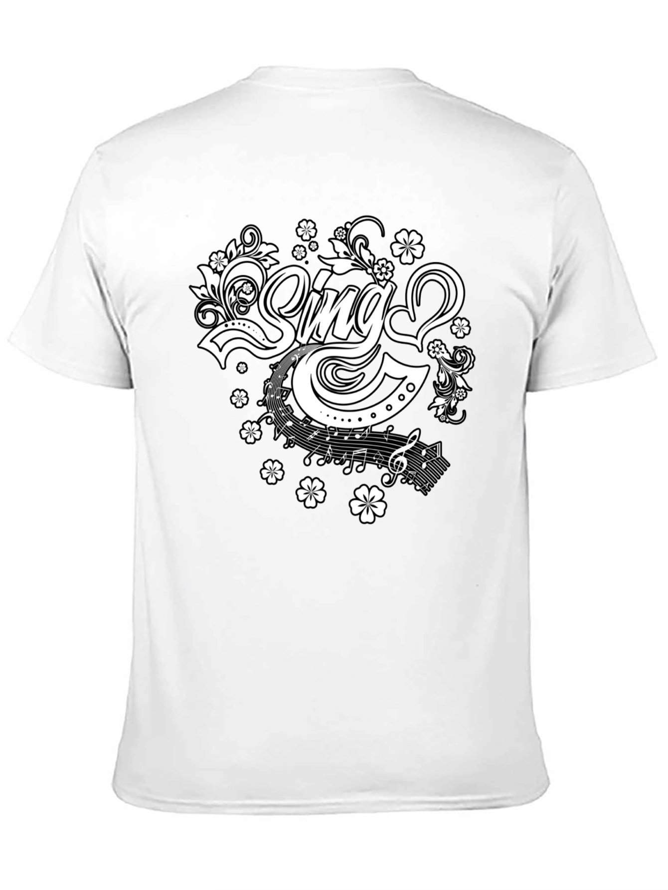 Sing Floral Graphic Tee - Black Cotton T-Shirt