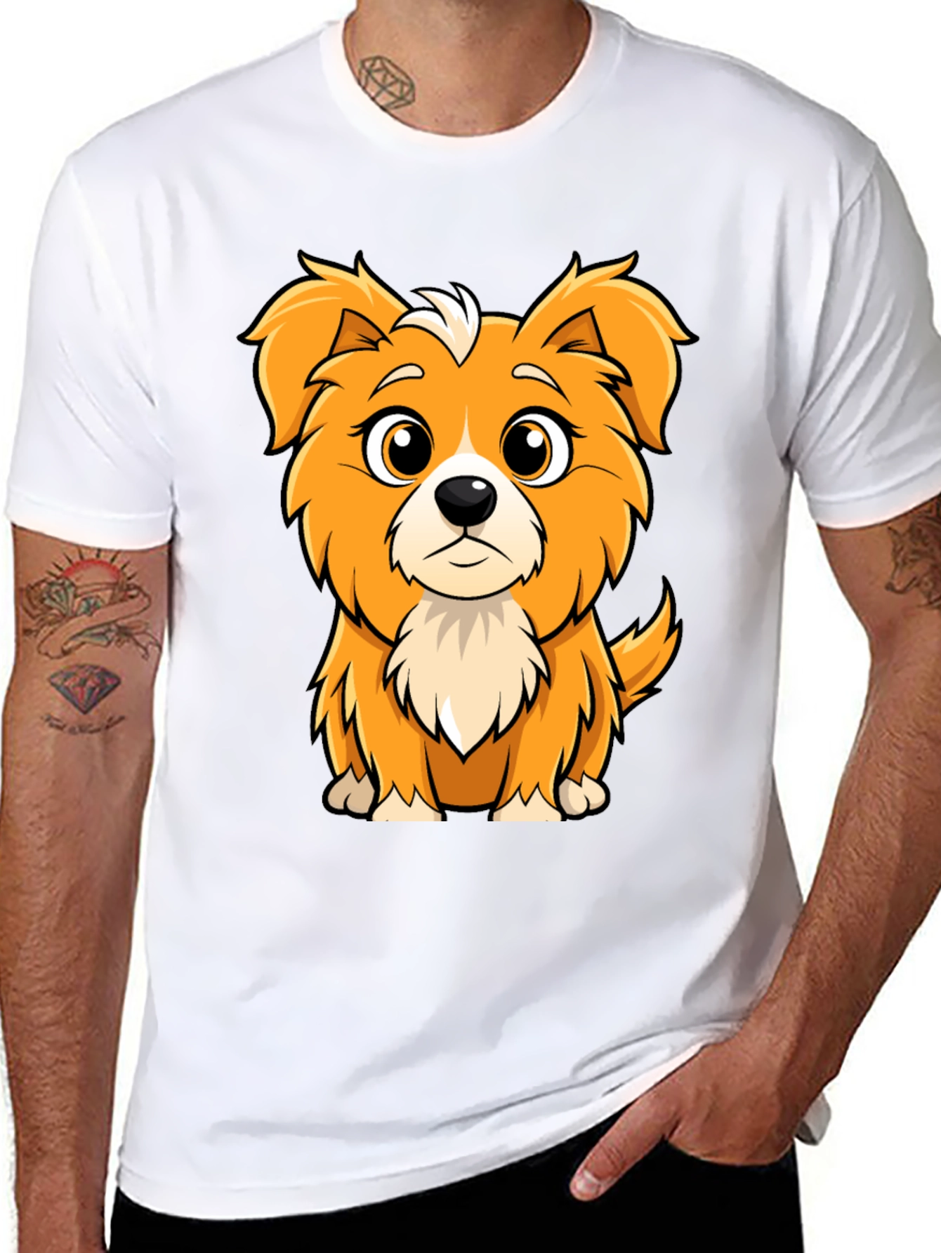 Cute Cartoon Dog Graphic Tee - Soft Cotton Blend