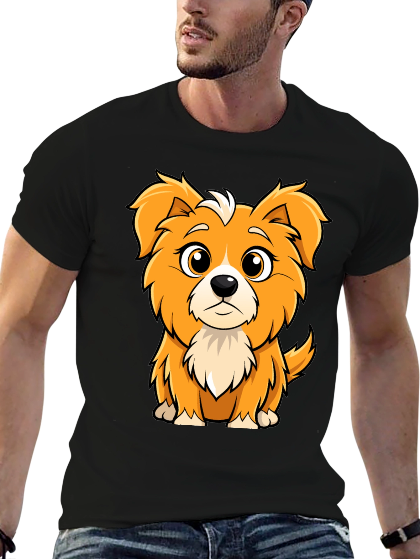 Cute Cartoon Dog Graphic Tee - Soft Cotton Blend