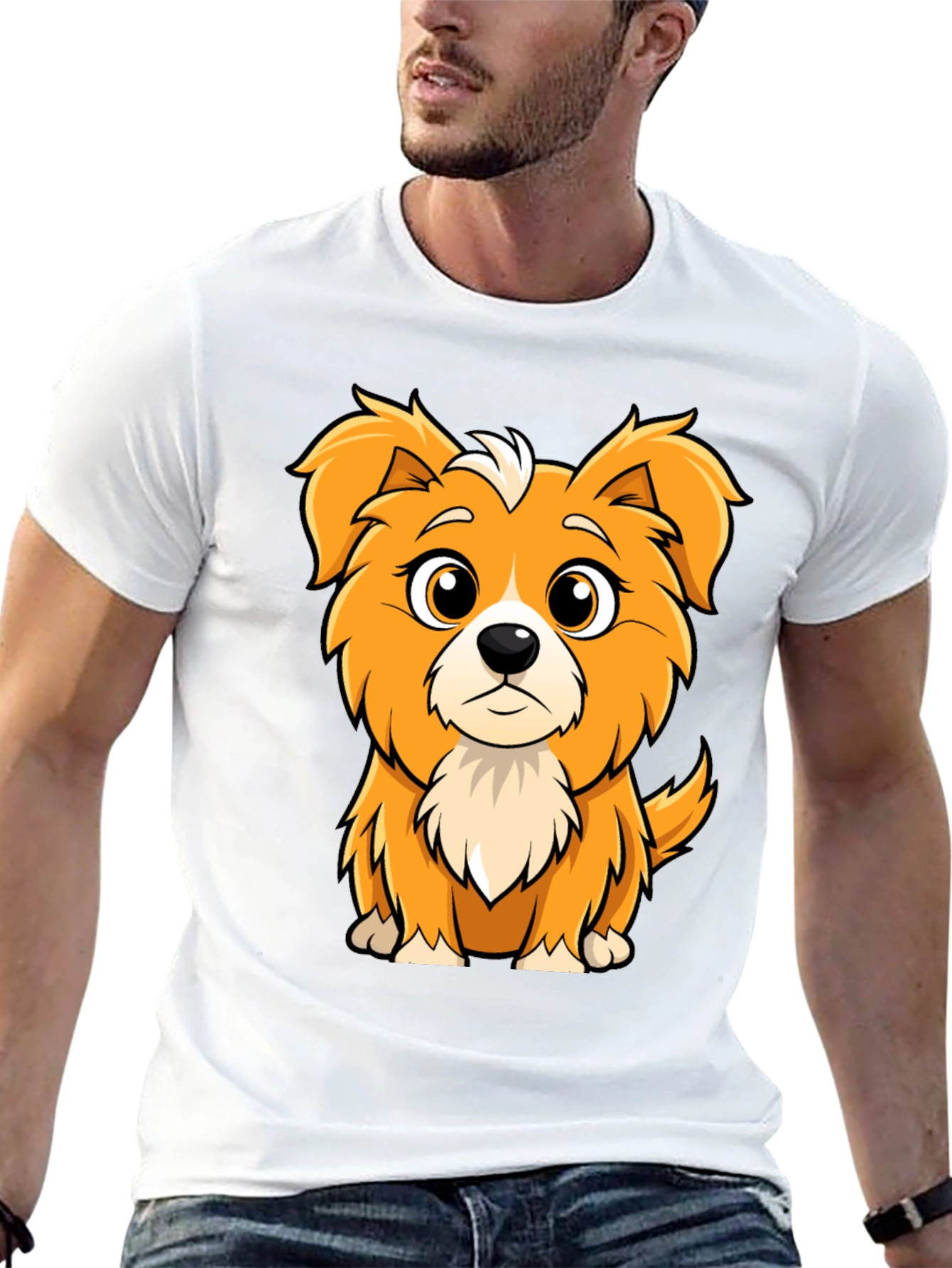 Cute Cartoon Dog Graphic Tee - Soft Cotton Blend