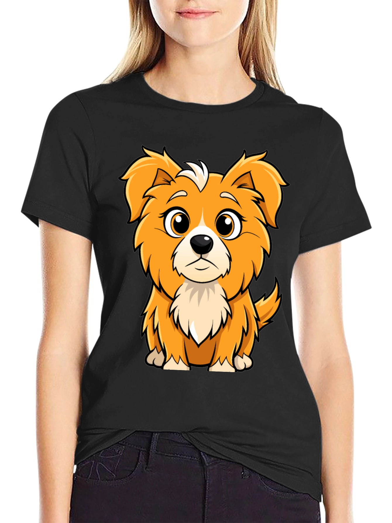 Cute Cartoon Dog Graphic Tee - Soft Cotton Blend