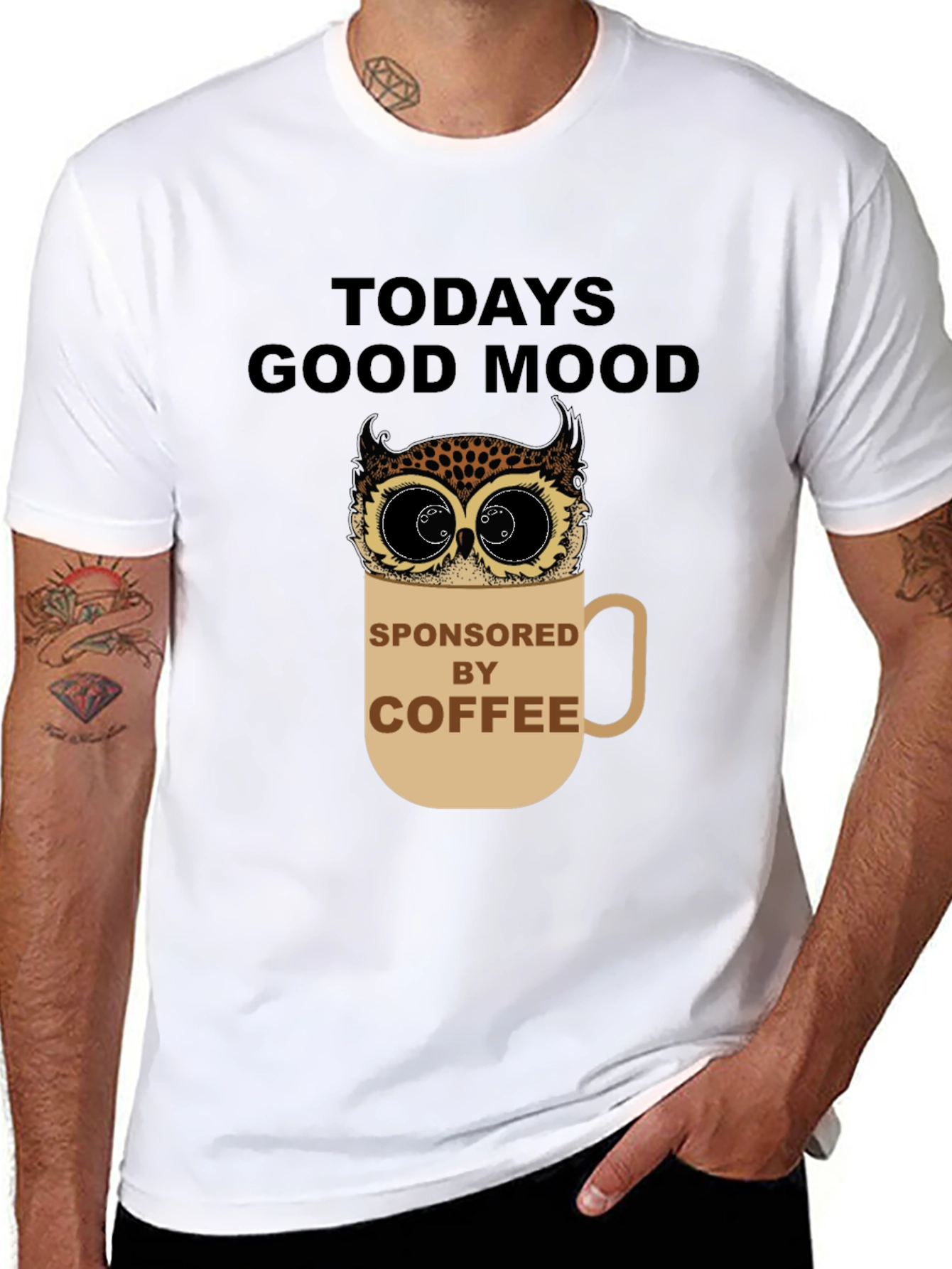 Todays Good Mood Sponsored by Coffee Owl Graphic Tee