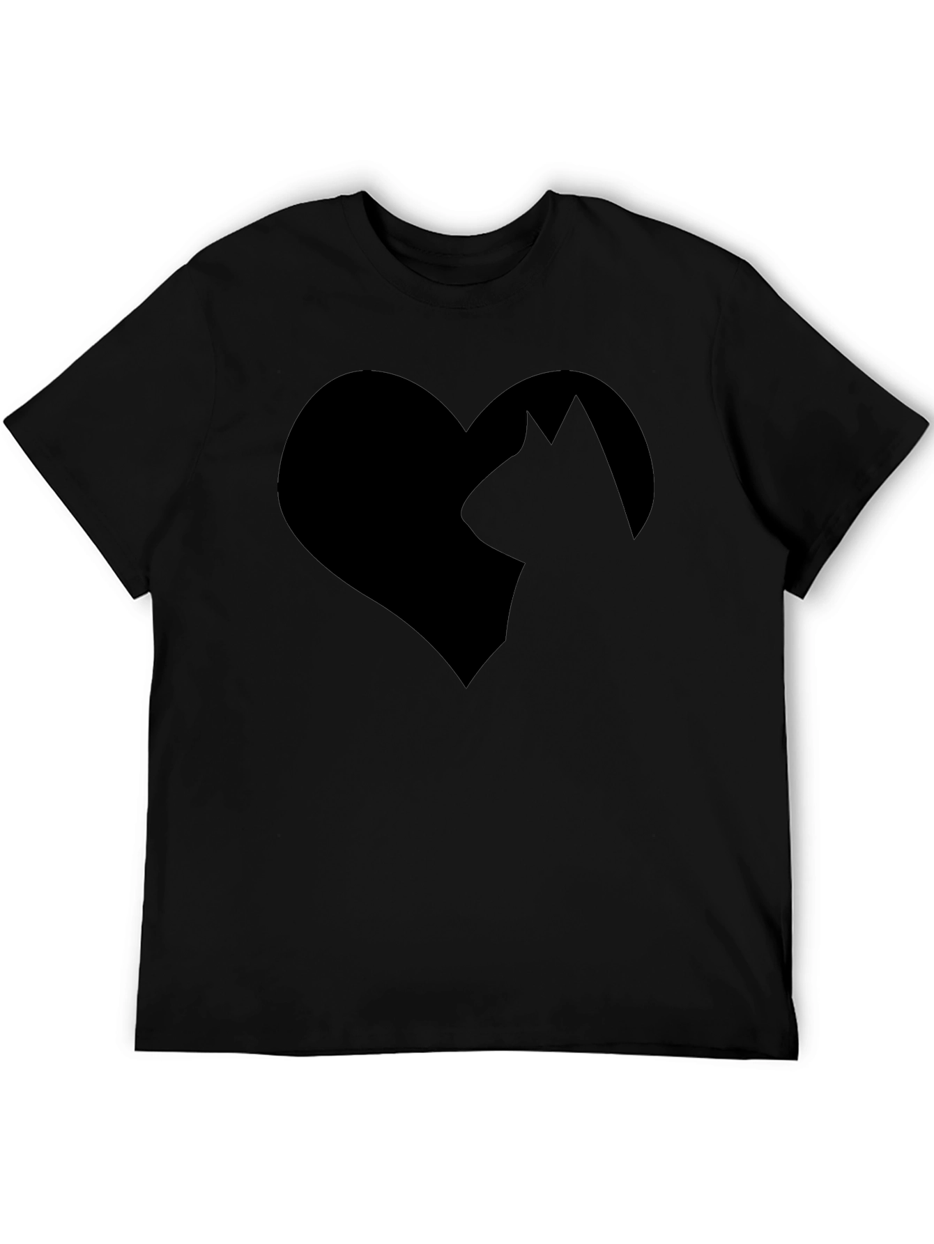 Cat Lover Tee - Heart & Silhouette Design