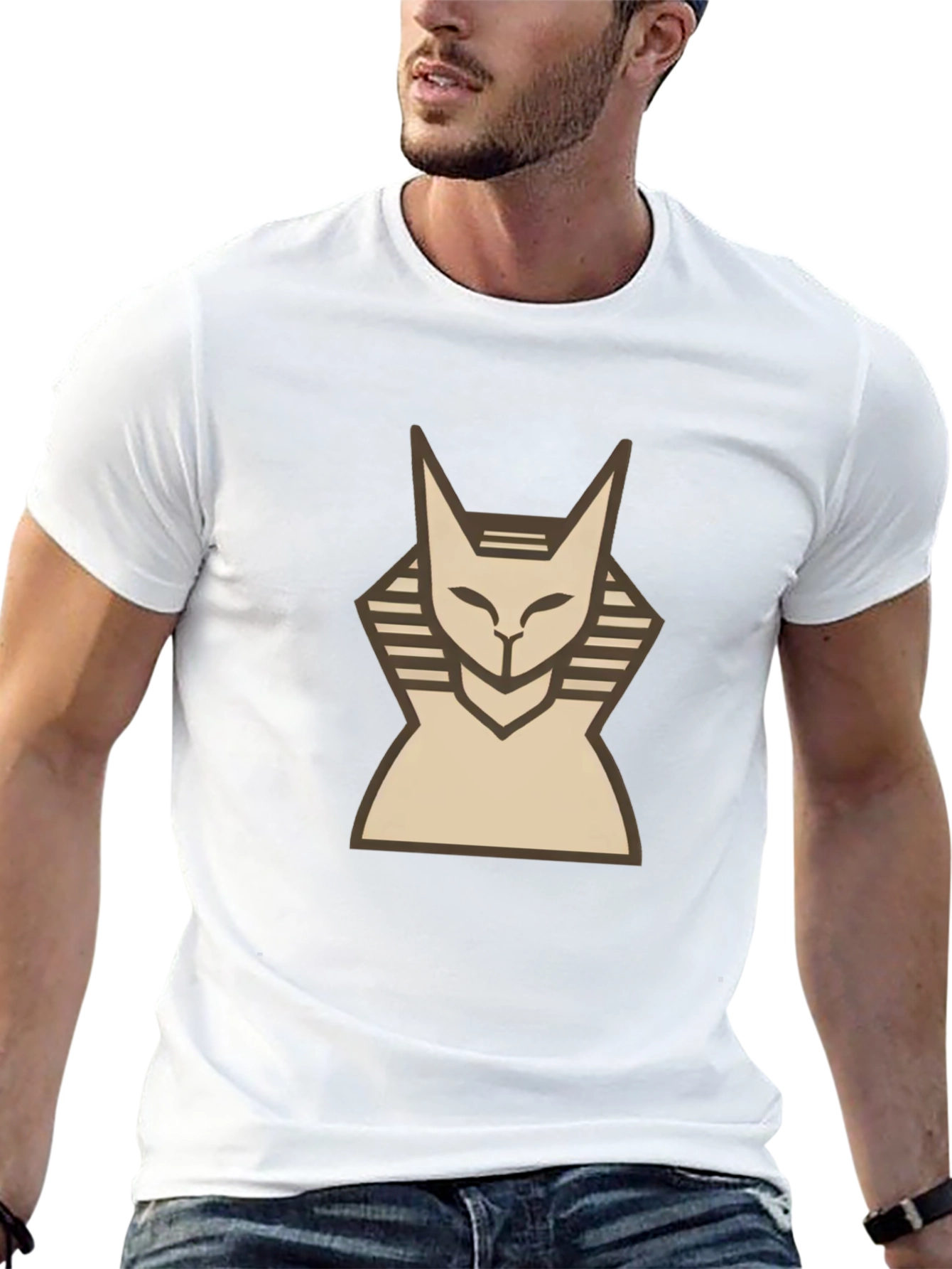 Egyptian Cat Graphic T-Shirt - Black Cotton Tee