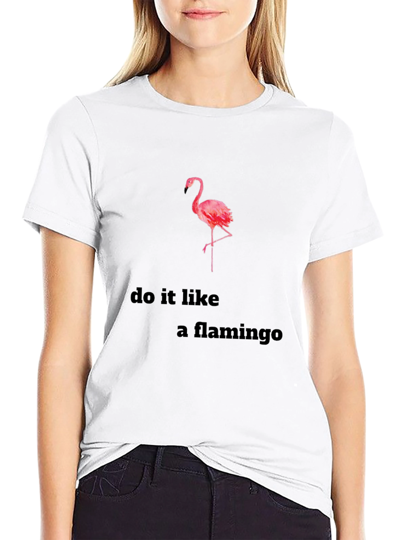 Do it Like a Flamingo Black Graphic T-Shirt