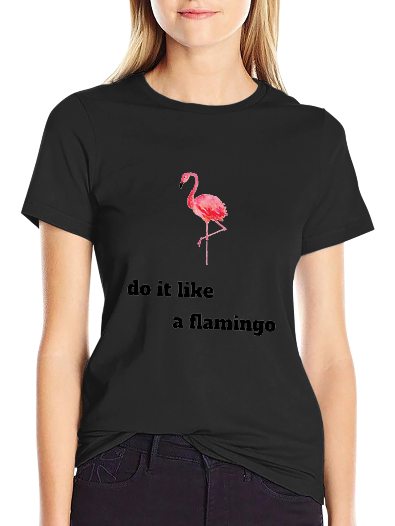 Do it Like a Flamingo Black Graphic T-Shirt