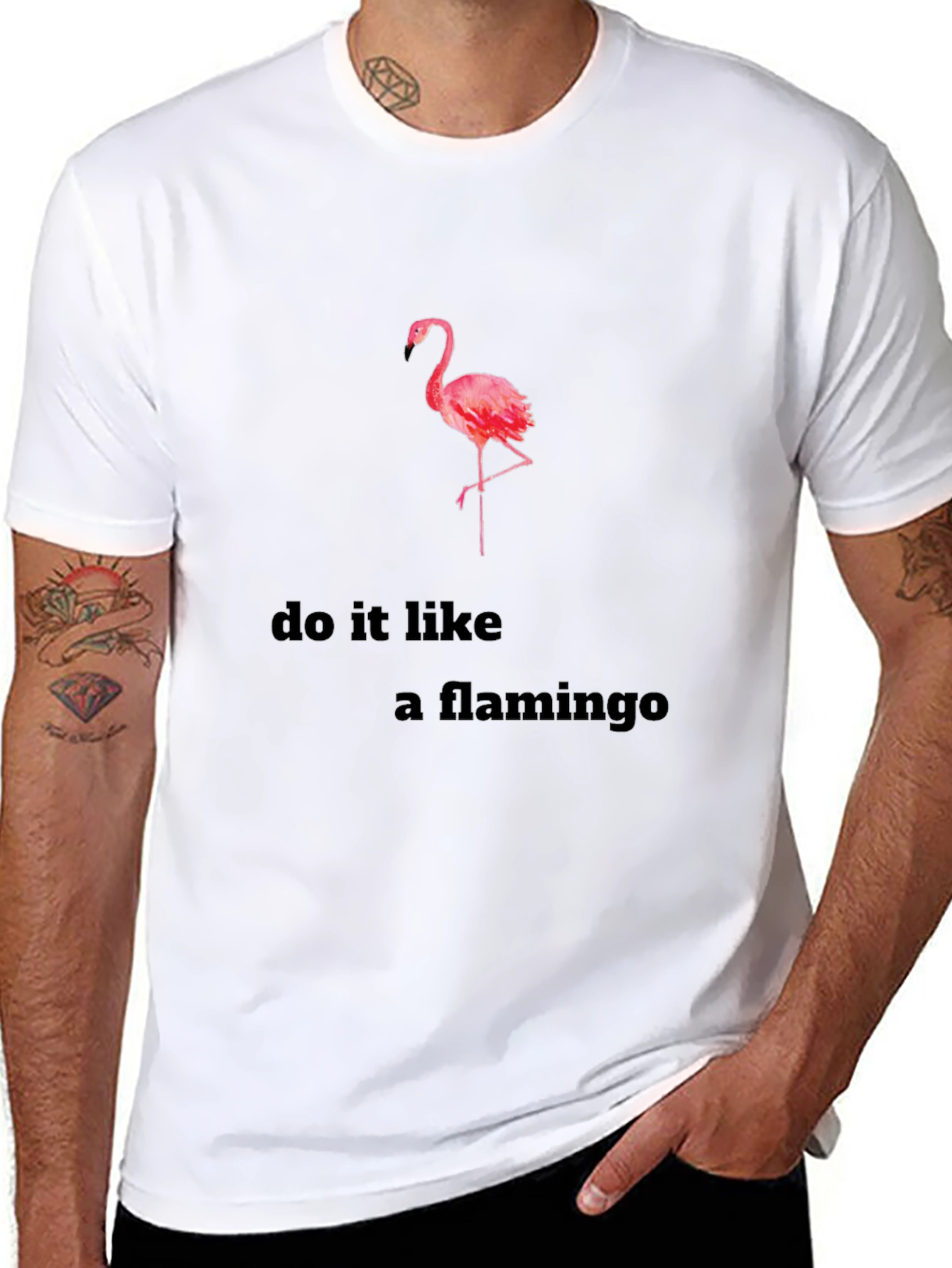 Do it Like a Flamingo Black Graphic T-Shirt