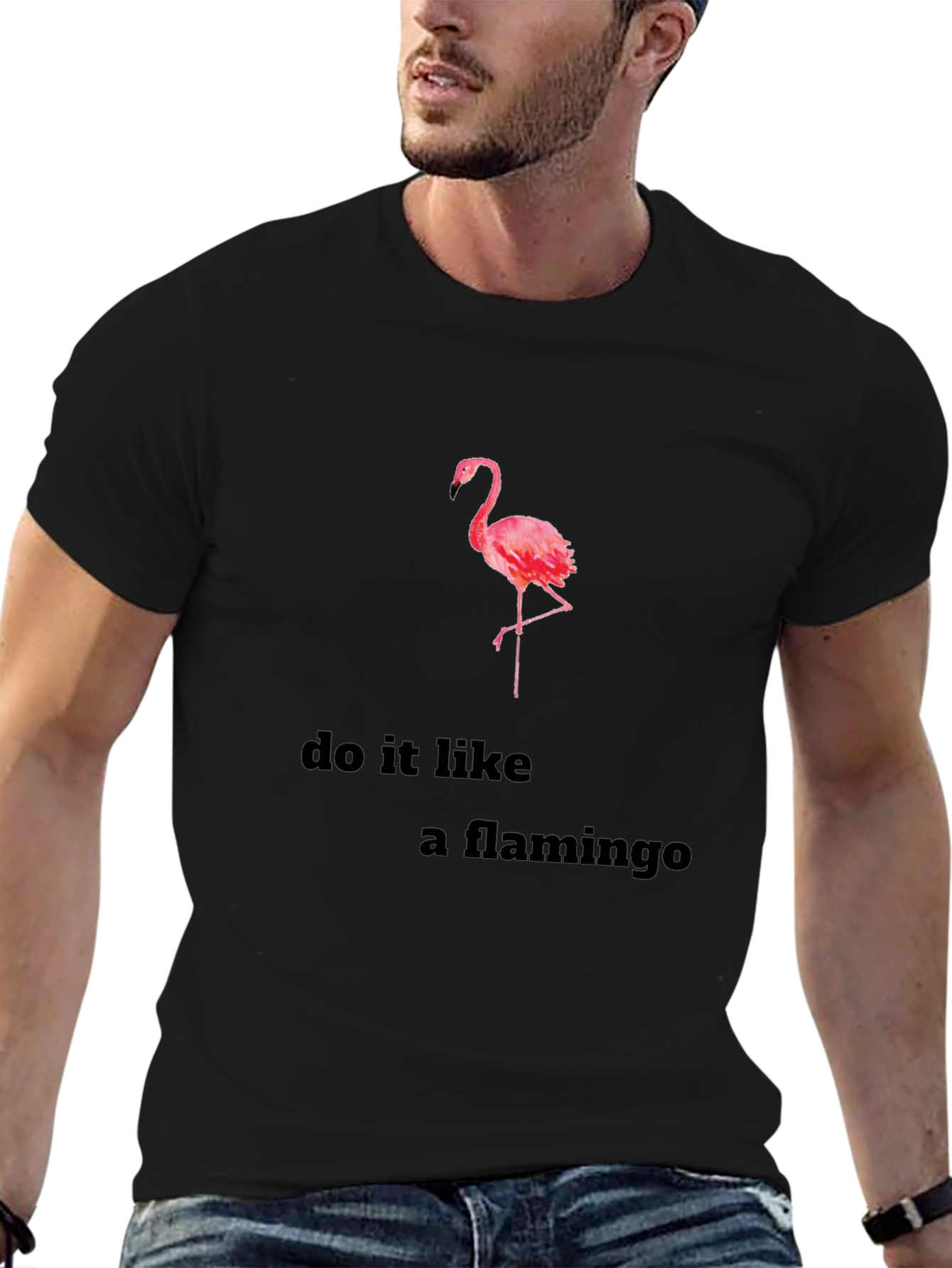 Do it Like a Flamingo Black Graphic T-Shirt